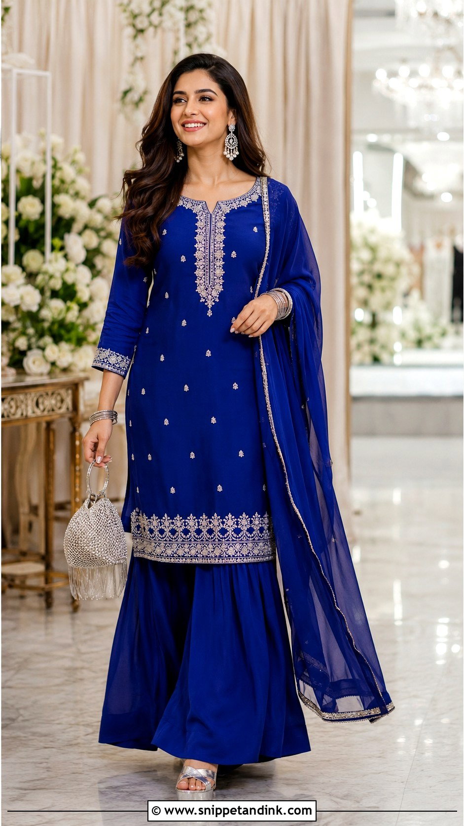 Royal Blue Palazzo Punjabi Salwar Suit - Snippet and Ink - 20 Punjabi Salwar Suits Party Wear Wedding