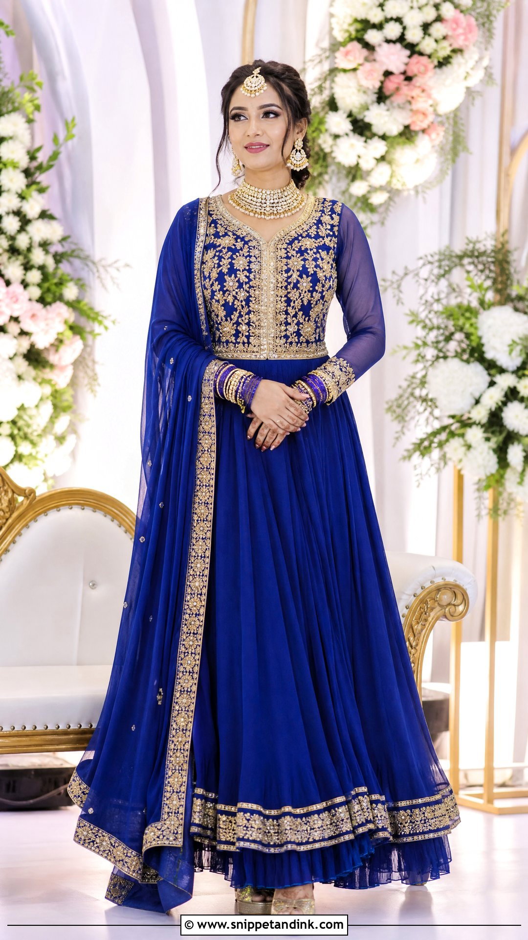Royal Blue Punjabi Bridal Floor Length Anarkali - Snippet and Ink - 20 Punjabi Bridal Wedding Suit Ideas