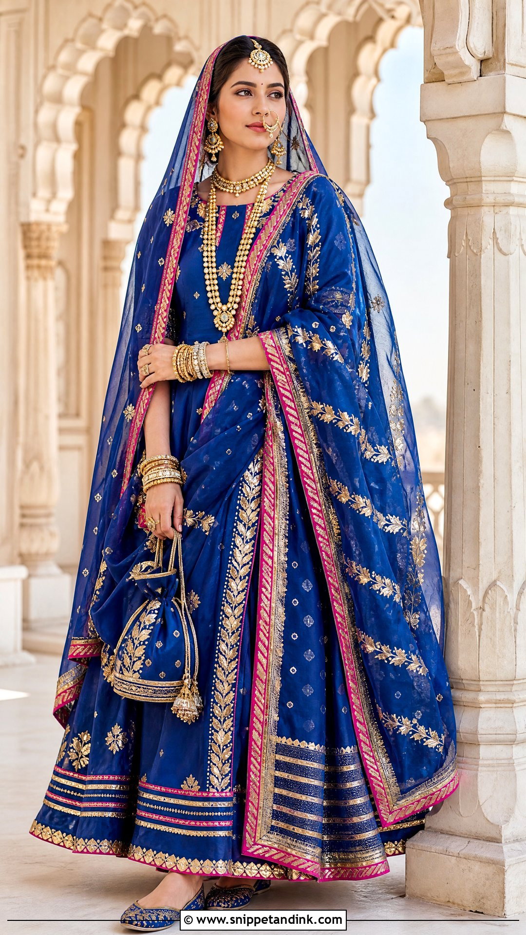Royal Blue Rajputana Engagement Look - Snippet and Ink - 20 Rajputana Bride Ideas