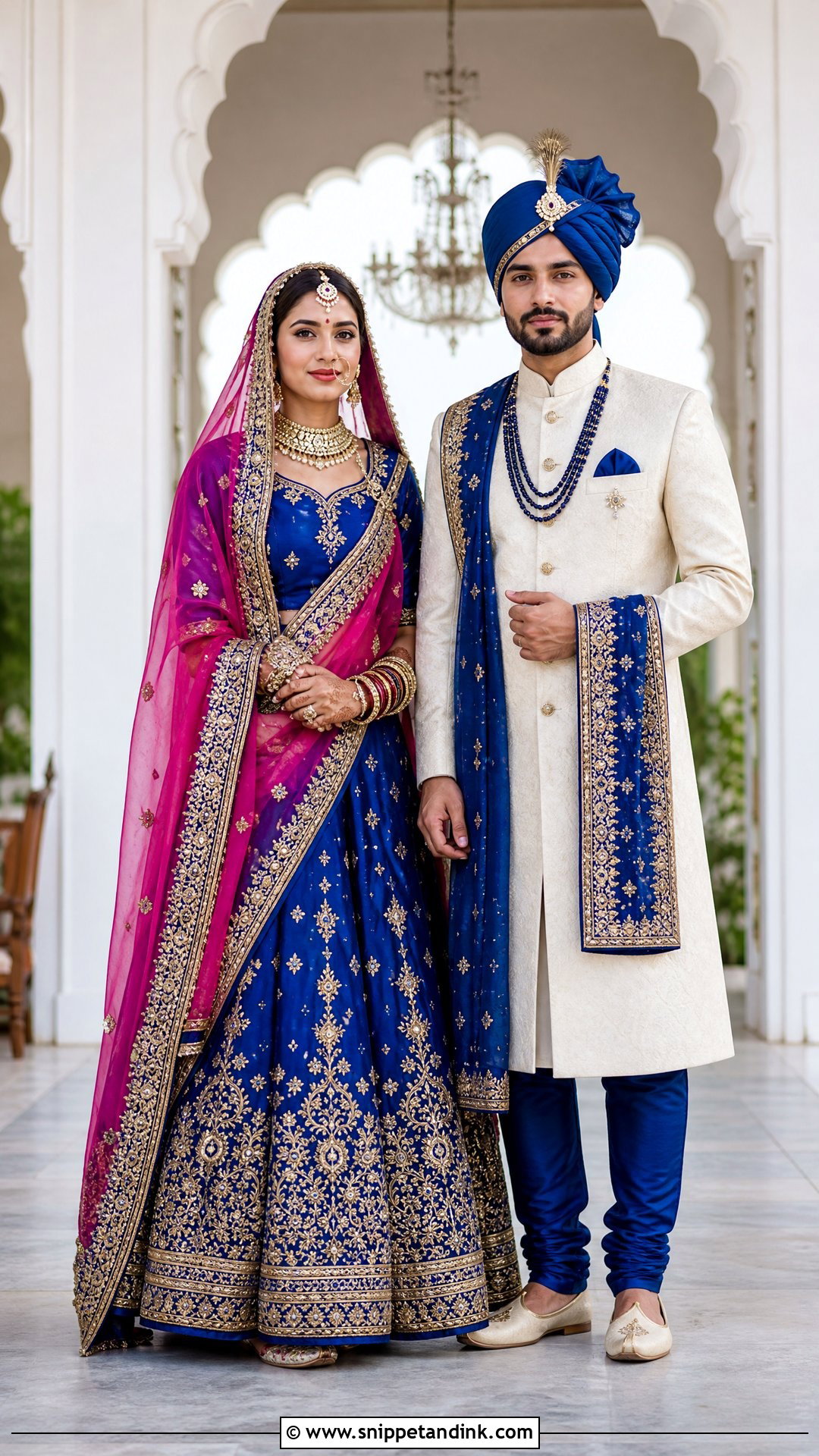 Royal Blue Rajputi Couple Outfit - Snippet and Ink - 20 Rajputi Couple Ideas