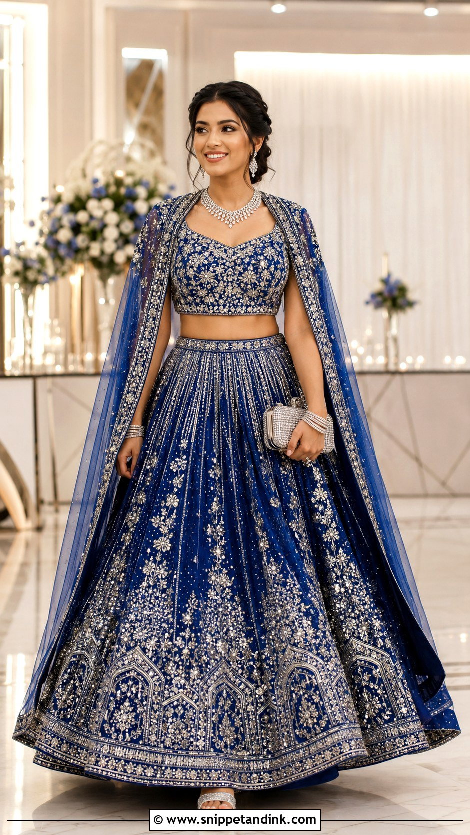 Royal Blue Sajna Reception Lehenga - Snippet and Ink - 20 Sajna Bridal Wear Designer Ideas