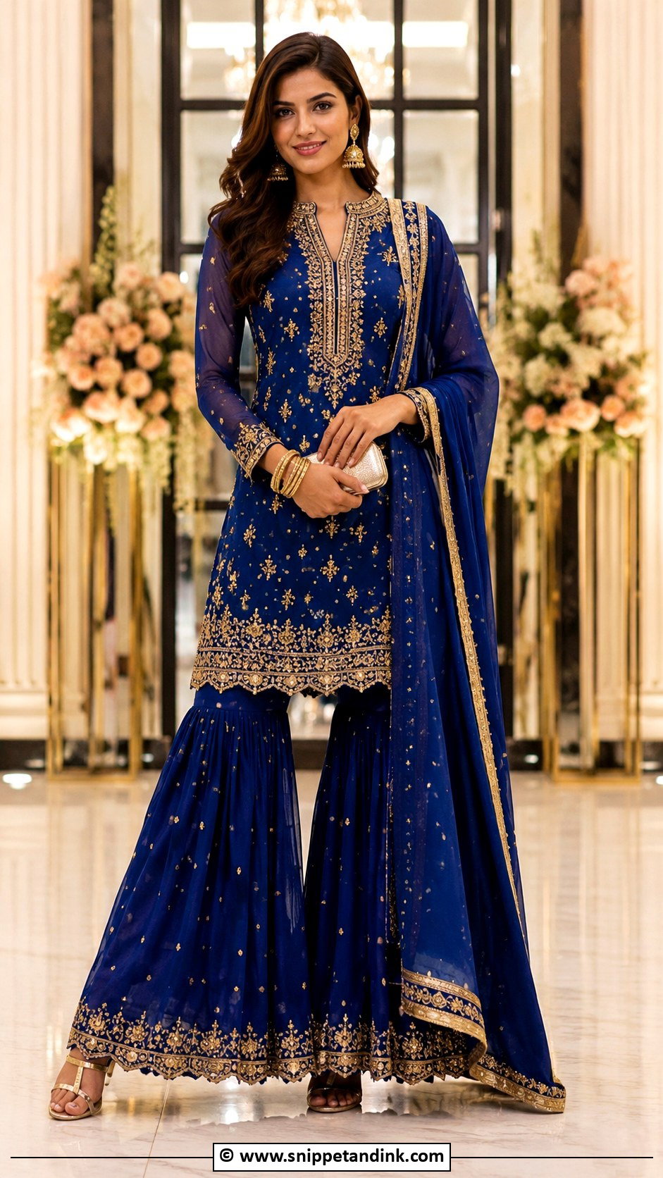 Royal Blue Sarara Suit - Snippet and Ink - 30 Sarara Dress Indian Weddings Ideas