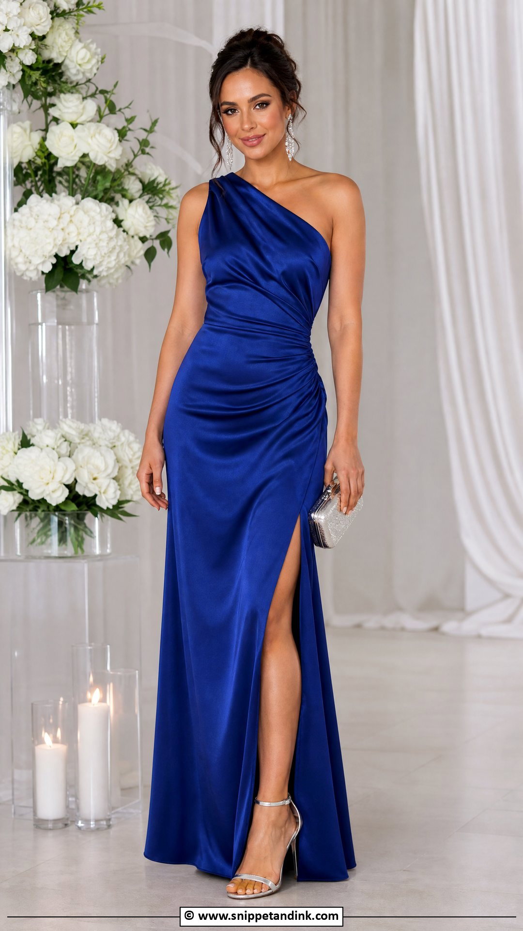 Royal Blue Satin Maid Of Honour Dress - Snippet and Ink - 35 Maid of Honour Dresses