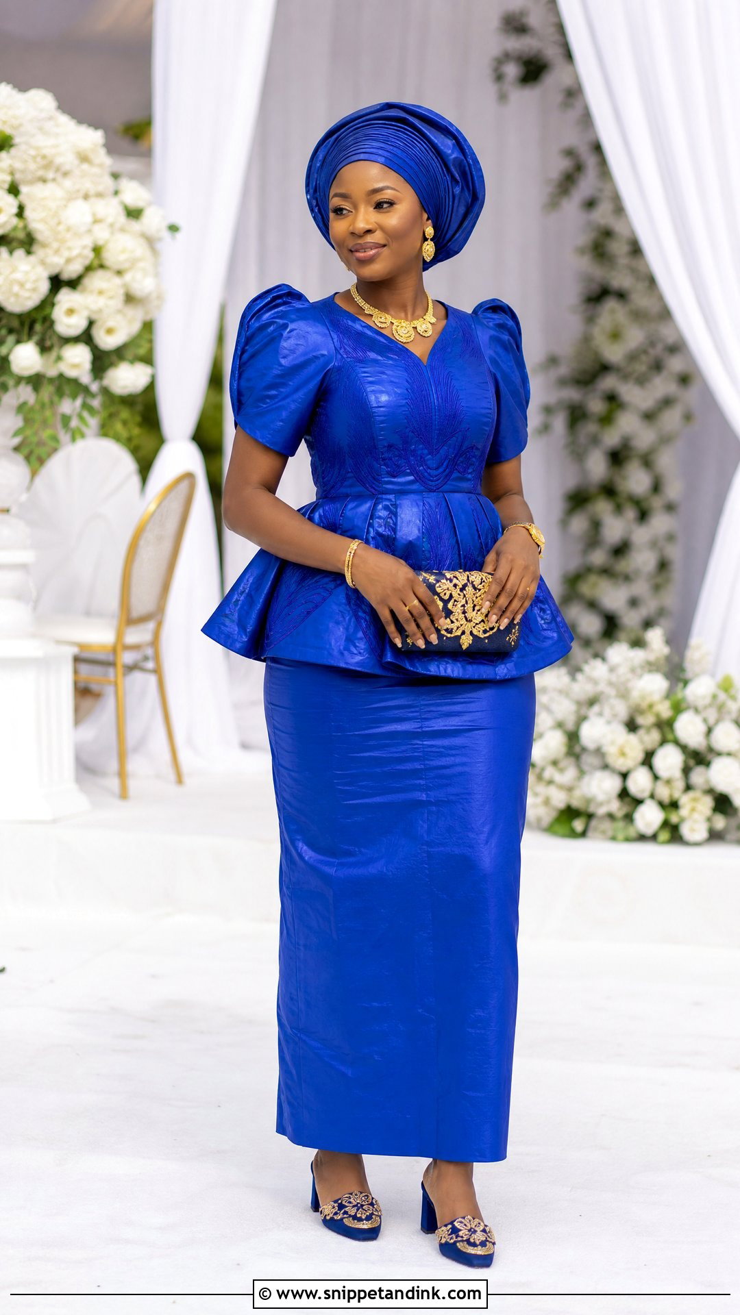 Royal Blue Senegalese Bazin Skirt And Top - Snippet and Ink - 20 Royal Blue Traditional Wedding Attire Ideas