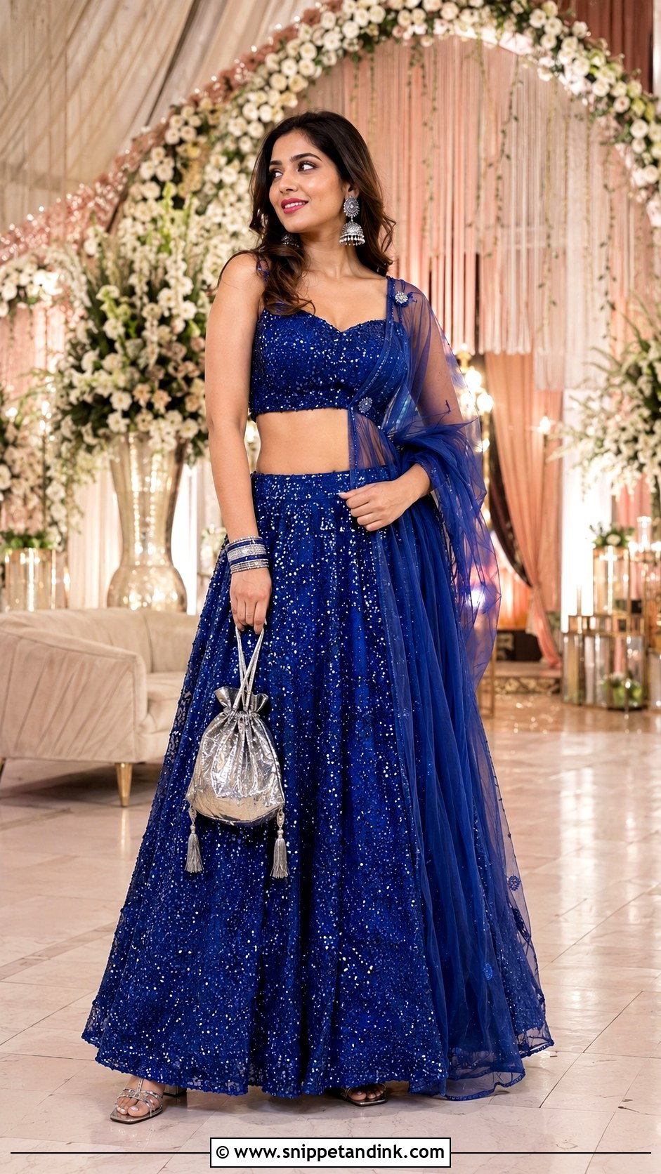 Royal Blue Sequin Lehenga Sangeet Outfit - Snippet and Ink - 20 Blue Sangeet Outfit Ideas