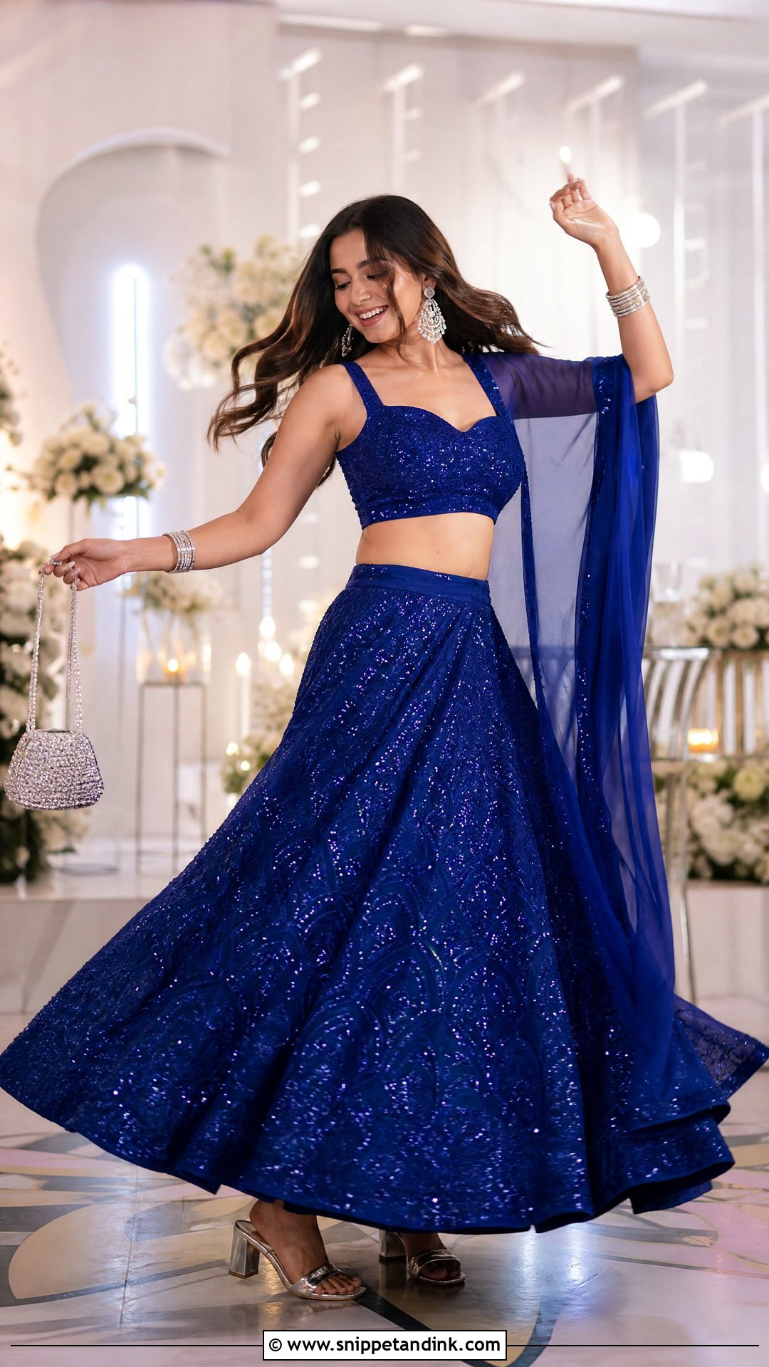 Royal Blue Sequin Sangeet Lehenga - Snippet and Ink - 20 Lenghas for Wedding Ideas