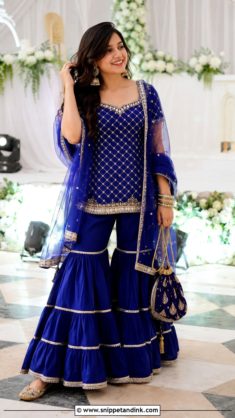 Royal Blue Sharara Suit For Indian Wedding - Snippet and Ink - 20 Blue Indian Wedding Dress Ideas