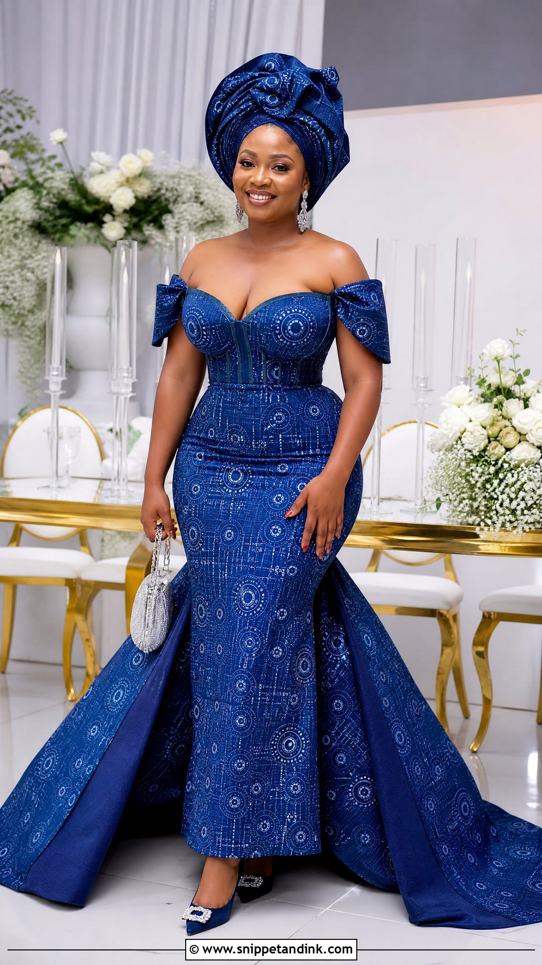 Royal Blue Shweshwe Mermaid Wedding Dress - Snippet and Ink - 20 Shweshwe Dresses South Africa Traditional Weddings