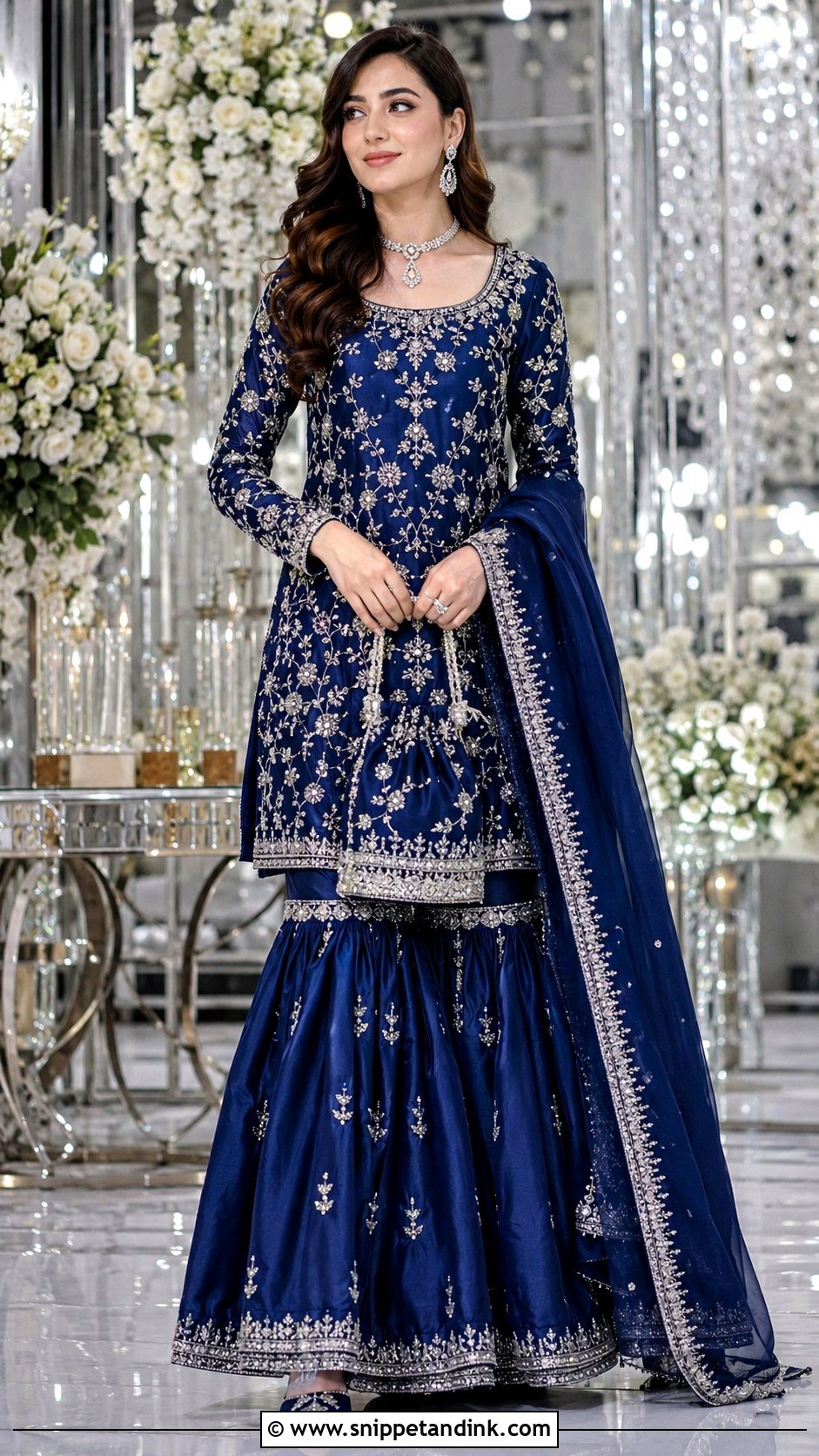 Royal Blue Silver Garara Bridal Dress - Snippet and Ink - 20 Garara Bridal Dress Ideas