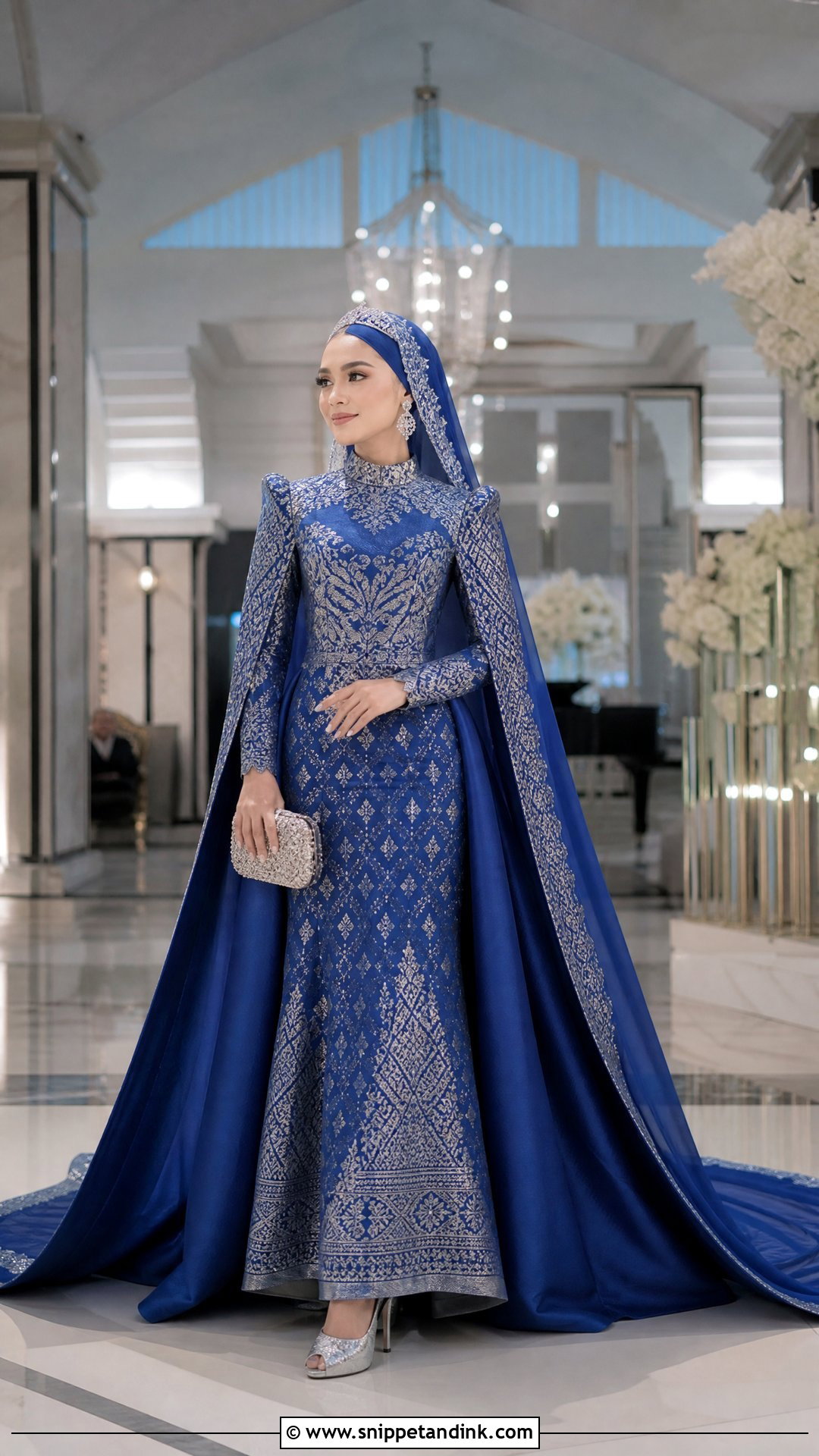 Royal Blue Songket Bridal Gown - Snippet and Ink - 20 Wedding Songket Ideas