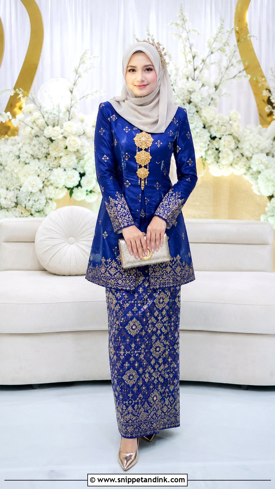 Royal Blue Songket Wedding Dress - Snippet and Ink - 25 Malay Songket Wedding Dress Ideas