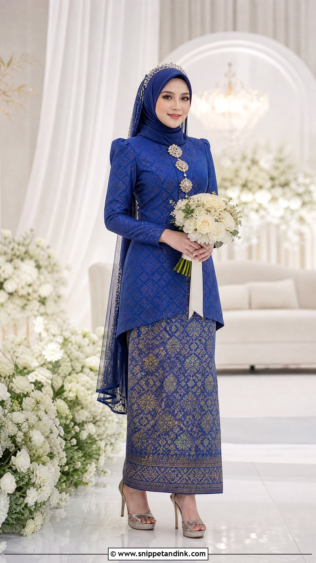 Royal Blue Songket Wedding Dress - Snippet and Ink - 25 Melayu Wedding Dress Ideas