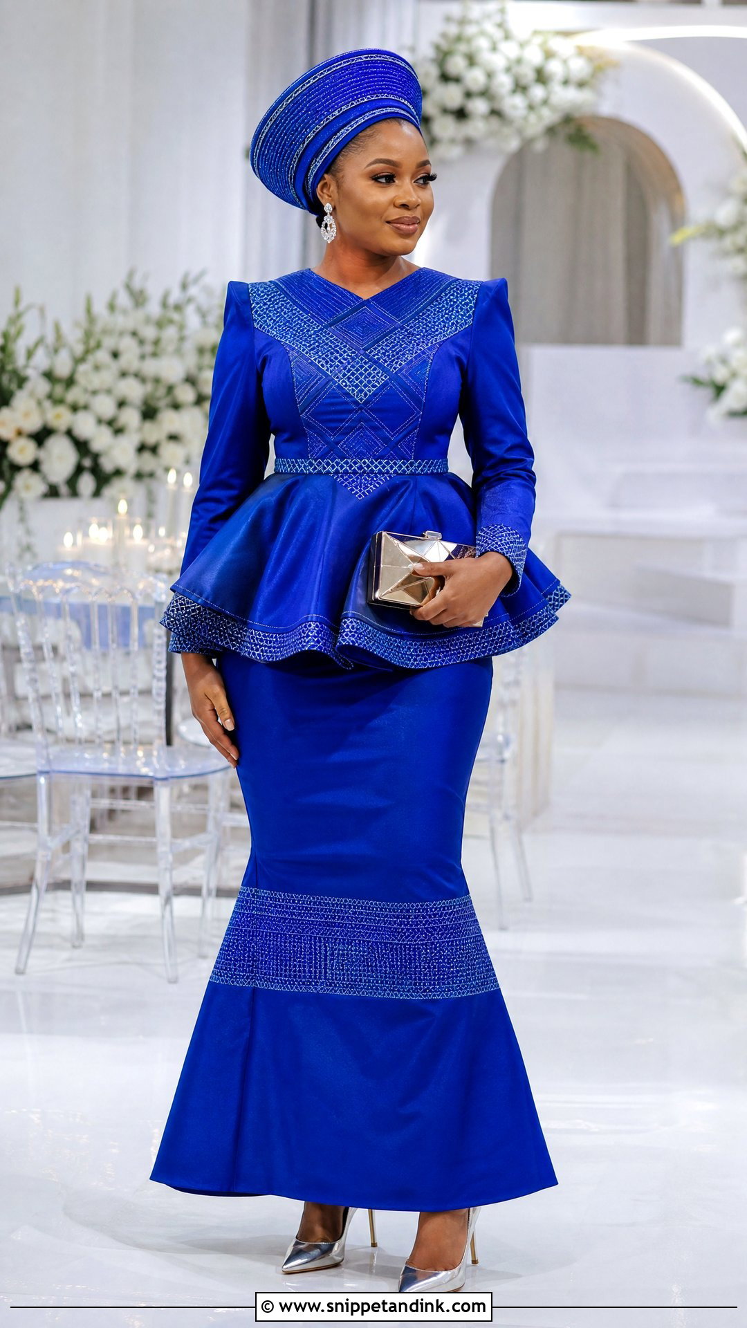 Royal Blue Sotho Wedding Dress With Peplum Top - Snippet and Ink - 20 Sotho Wedding Dress Ideas