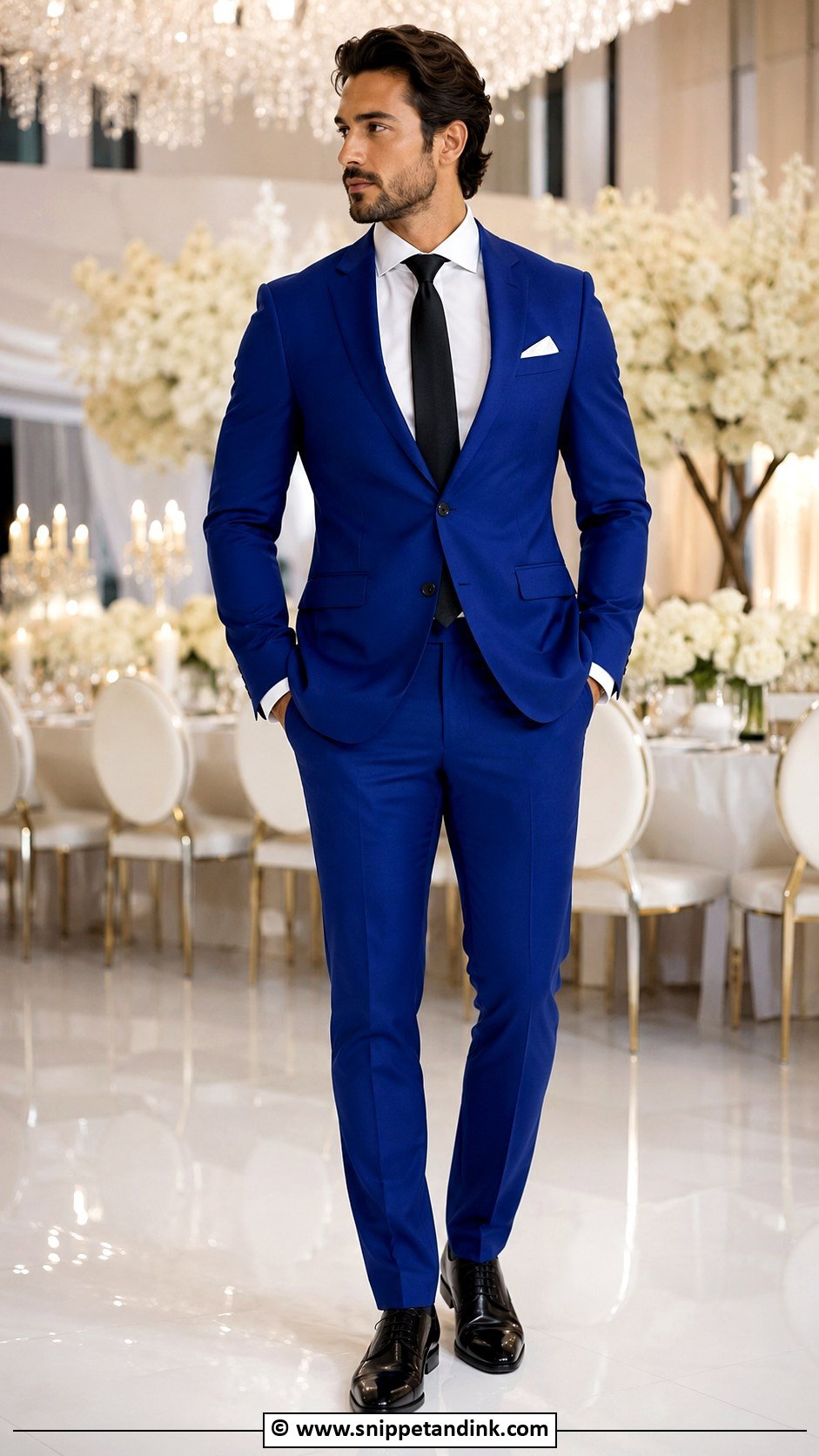 Royal Blue Suit With Black Tie - Snippet and Ink - 30 Blue Suit Wedding Ideas