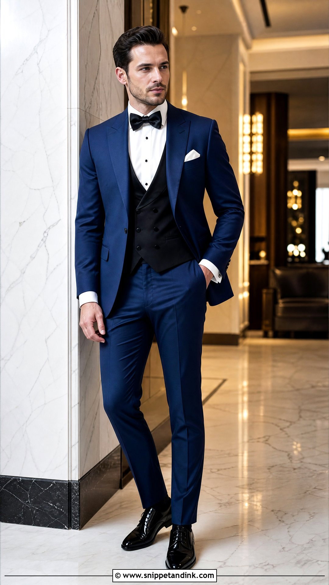 Royal Blue Three Piece Tuxedo With Black Vest - Snippet and Ink - 20 Royal Blue Tuxedo Wedding Ideas