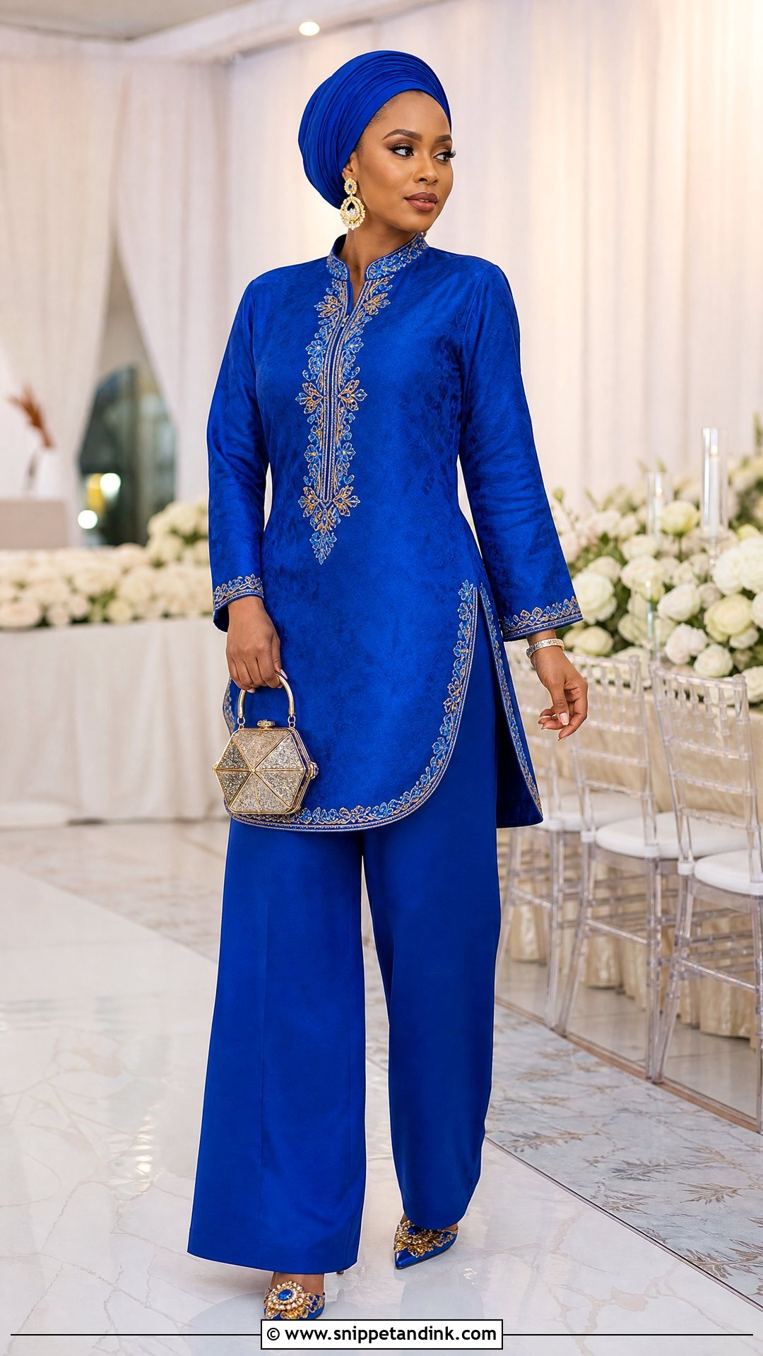 Royal Blue Traditional Pants And Tunic Outfit - Snippet and Ink - 20 Royal Blue Traditional Wedding Attire Ideas