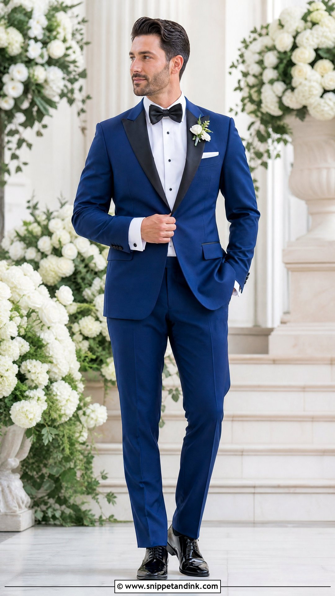 Royal Blue Tuxedo With Black Peak Lapels - Snippet and Ink - 20 Royal Blue Tuxedo Wedding Ideas