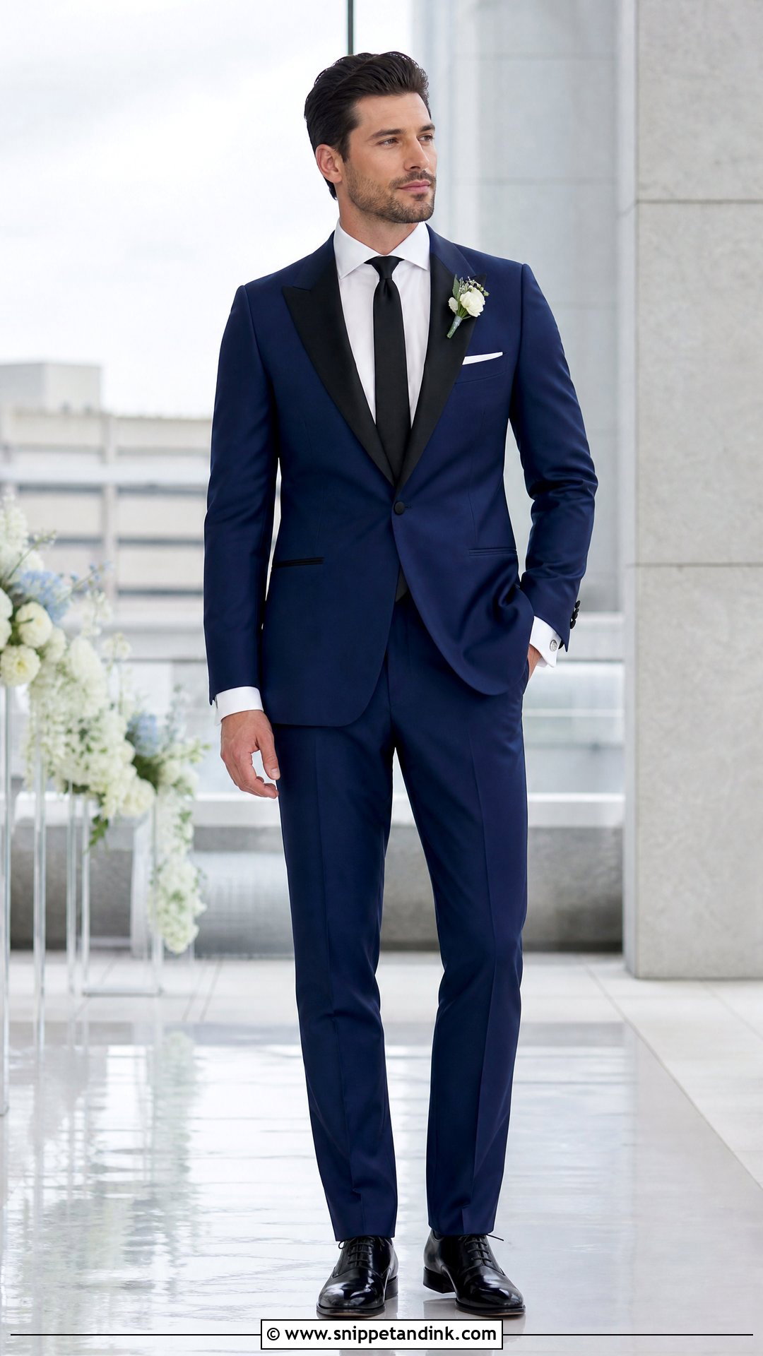 Royal Blue Tuxedo With Black Straight Tie - Snippet and Ink - 20 Royal Blue Tuxedo Wedding Ideas