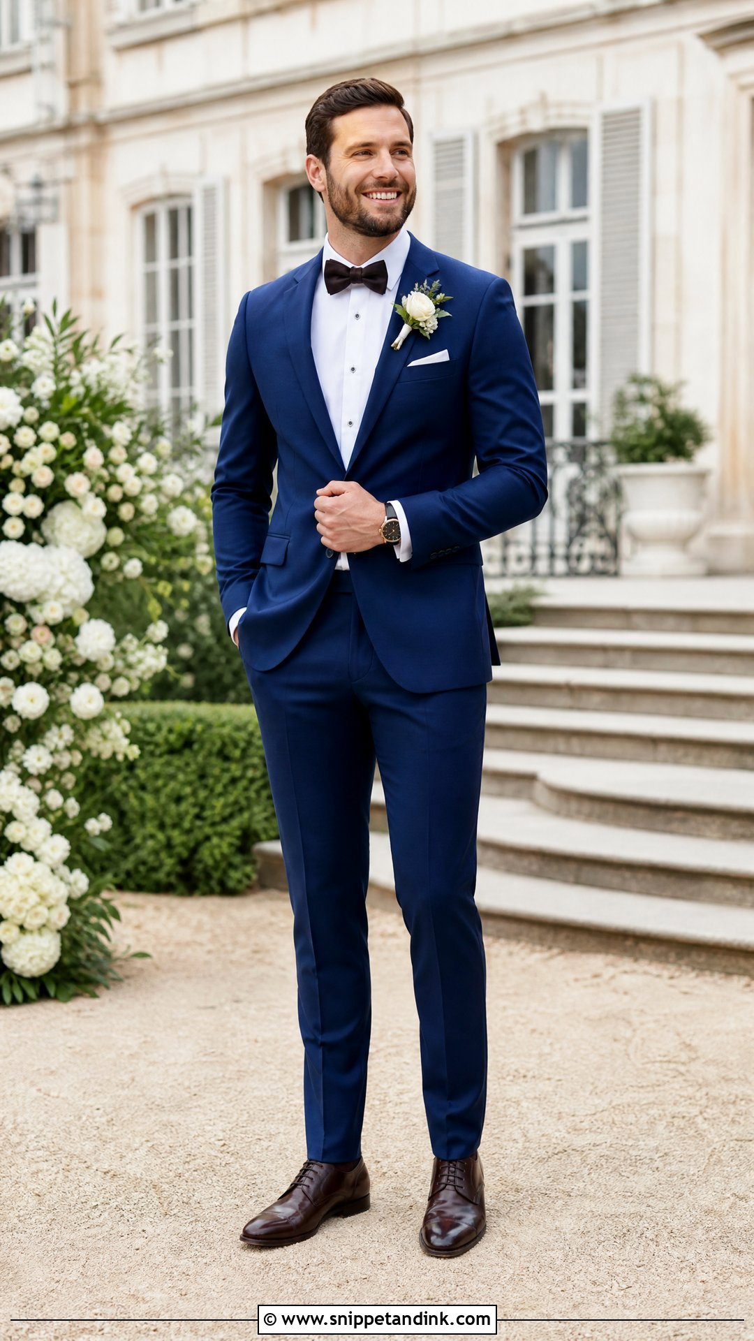Royal Blue Tuxedo With Brown Dress Shoes - Snippet and Ink - 20 Royal Blue Tuxedo Wedding Ideas