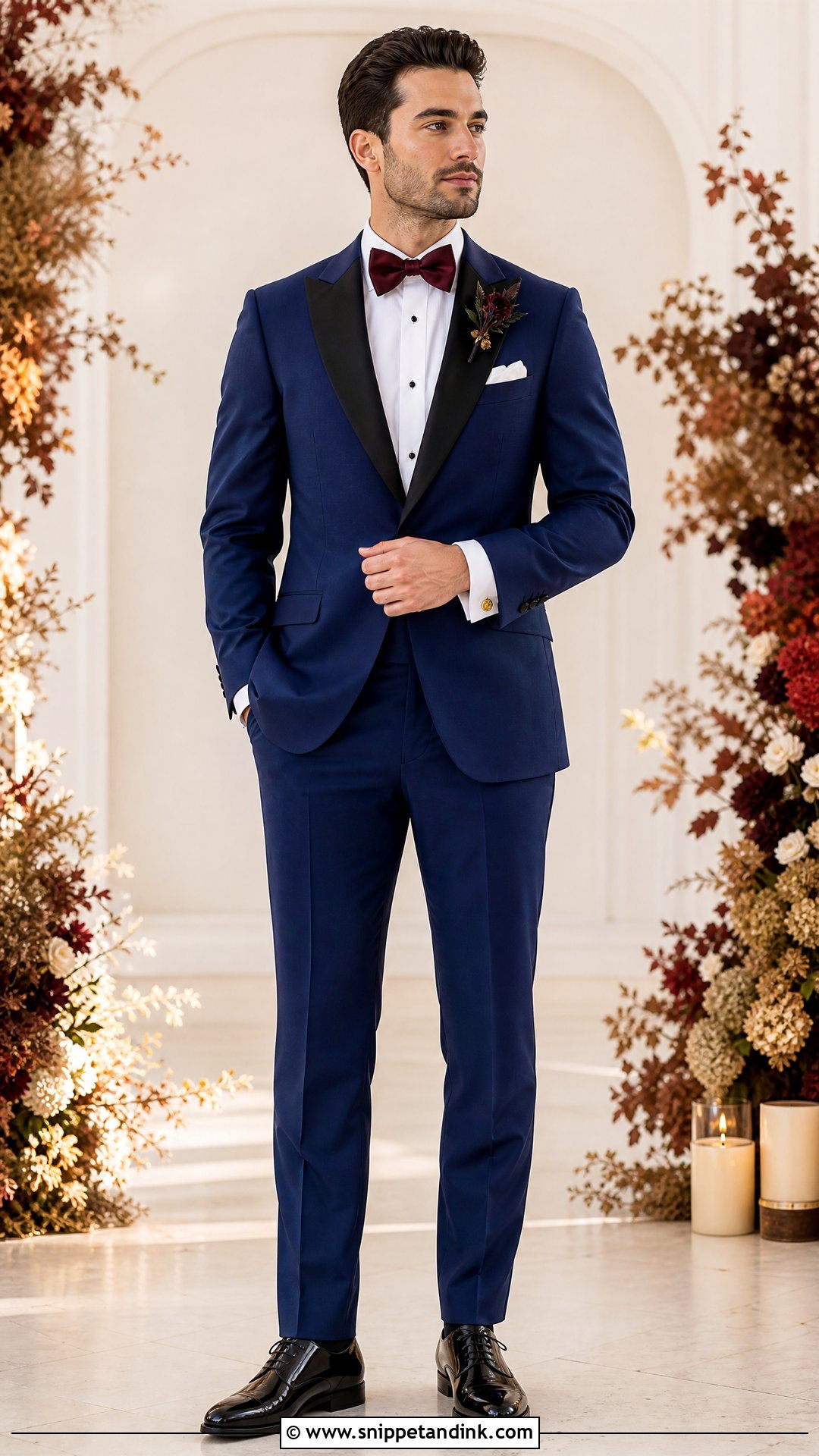 Royal Blue Tuxedo With Burgundy Accents - Snippet and Ink - 20 Royal Blue Tuxedo Wedding Ideas