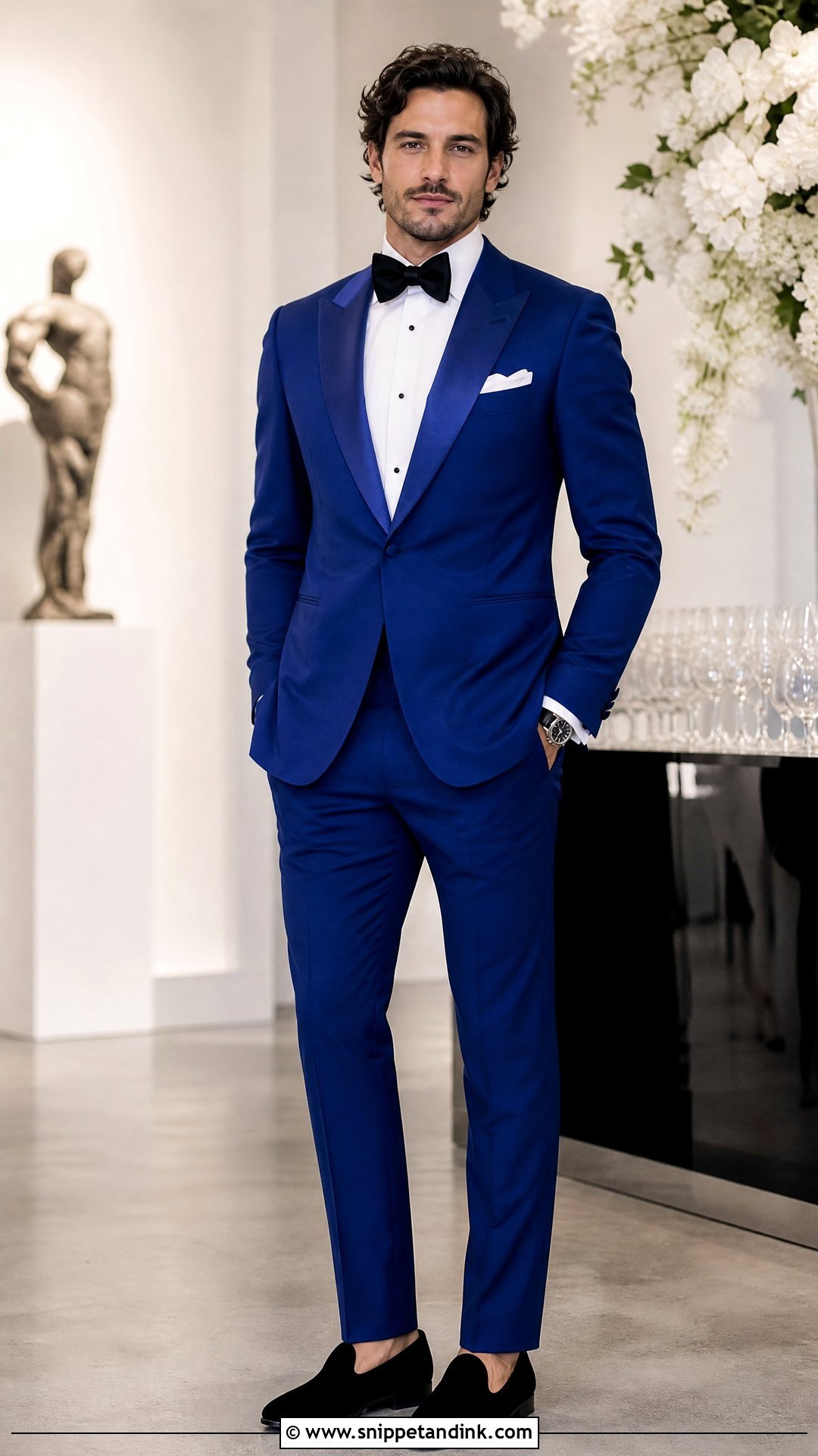 Royal Blue Tuxedo With Matching Blue Lapels - Snippet and Ink - 20 Royal Blue Tuxedo Wedding Ideas