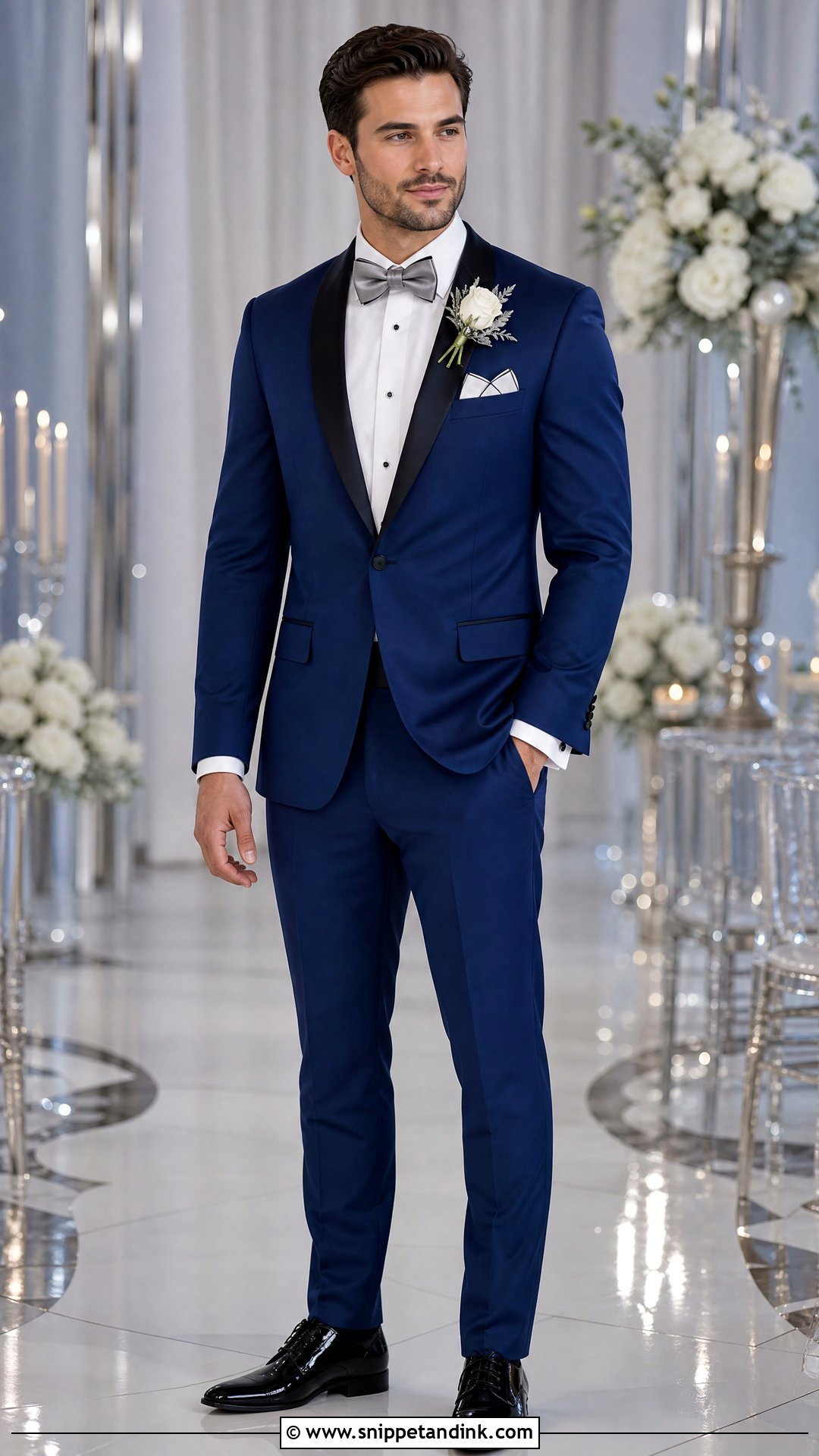 Royal Blue Tuxedo With Silver Accessories - Snippet and Ink - 20 Royal Blue Tuxedo Wedding Ideas
