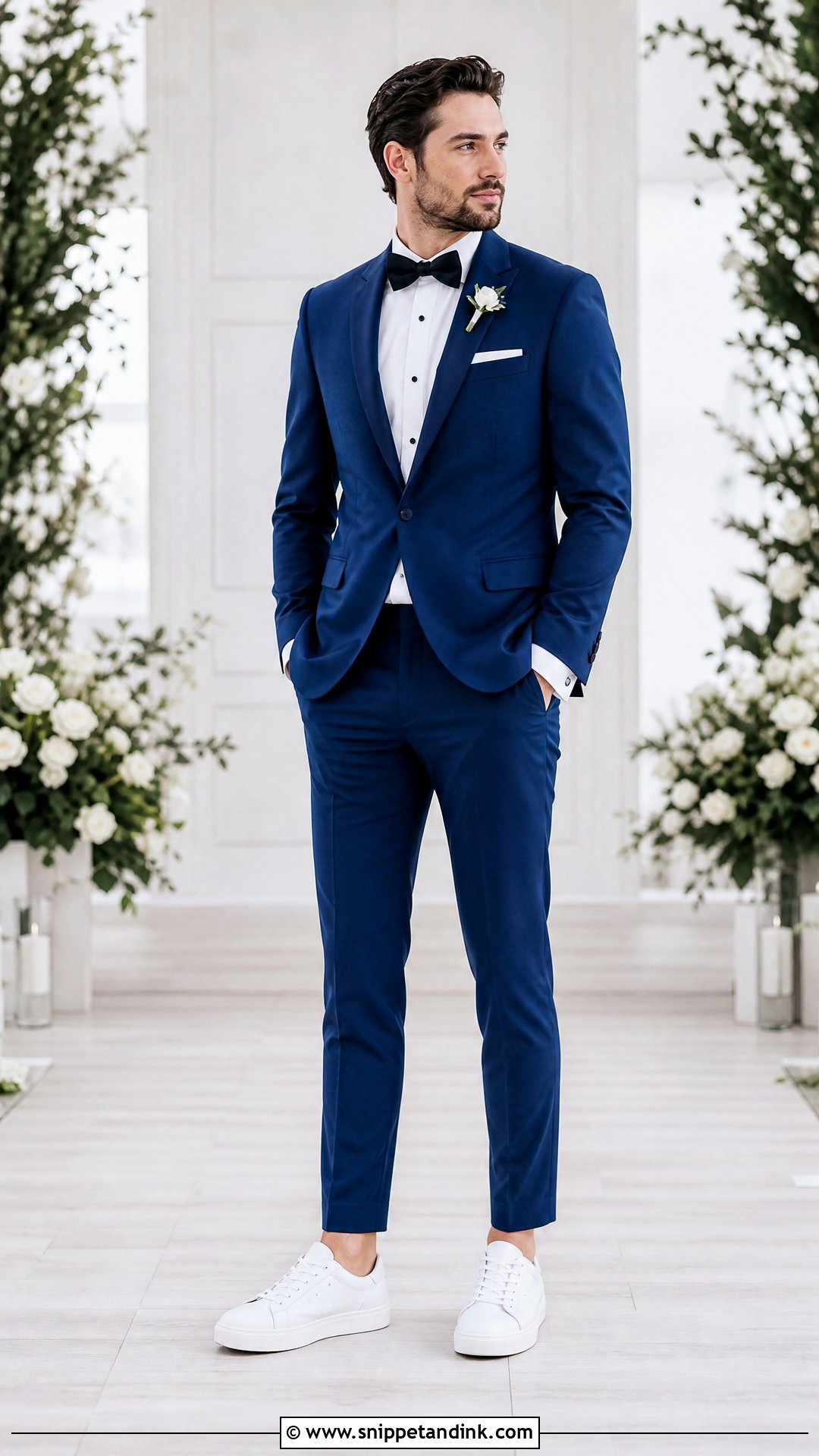 Royal Blue Tuxedo With White Sneakers - Snippet and Ink - 20 Royal Blue Tuxedo Wedding Ideas