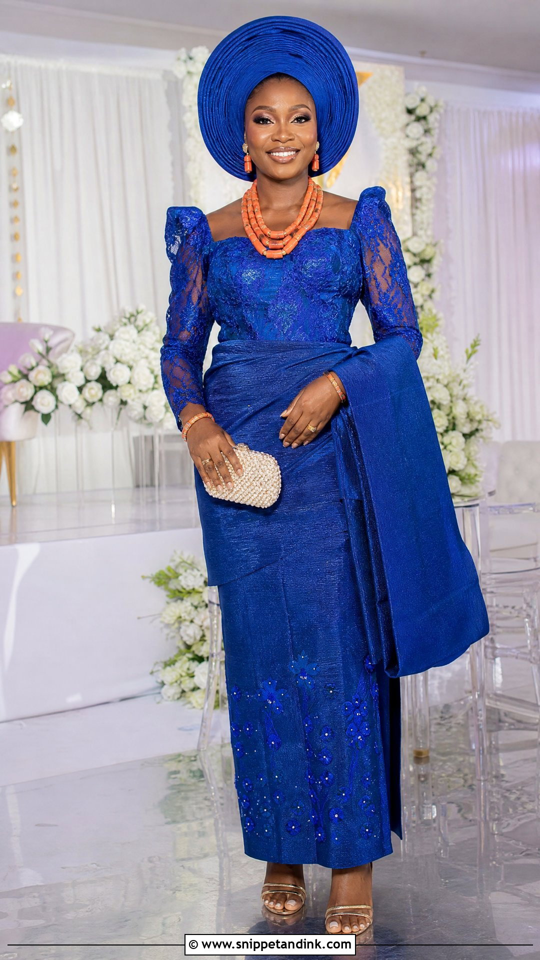 Royal Blue Urhobo Bride Outfit - Snippet and Ink - 20 Urhobo Bride Ideas