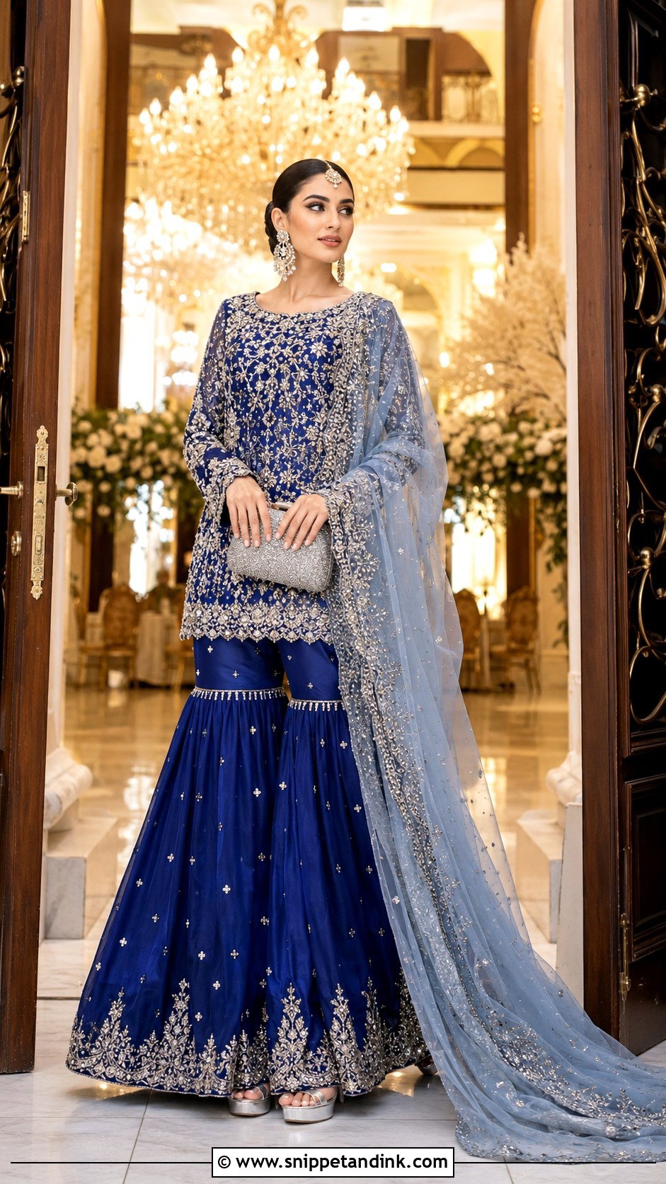 Royal Blue Walima Sharara - Snippet and Ink - 20 Blue Walima Dress Ideas
