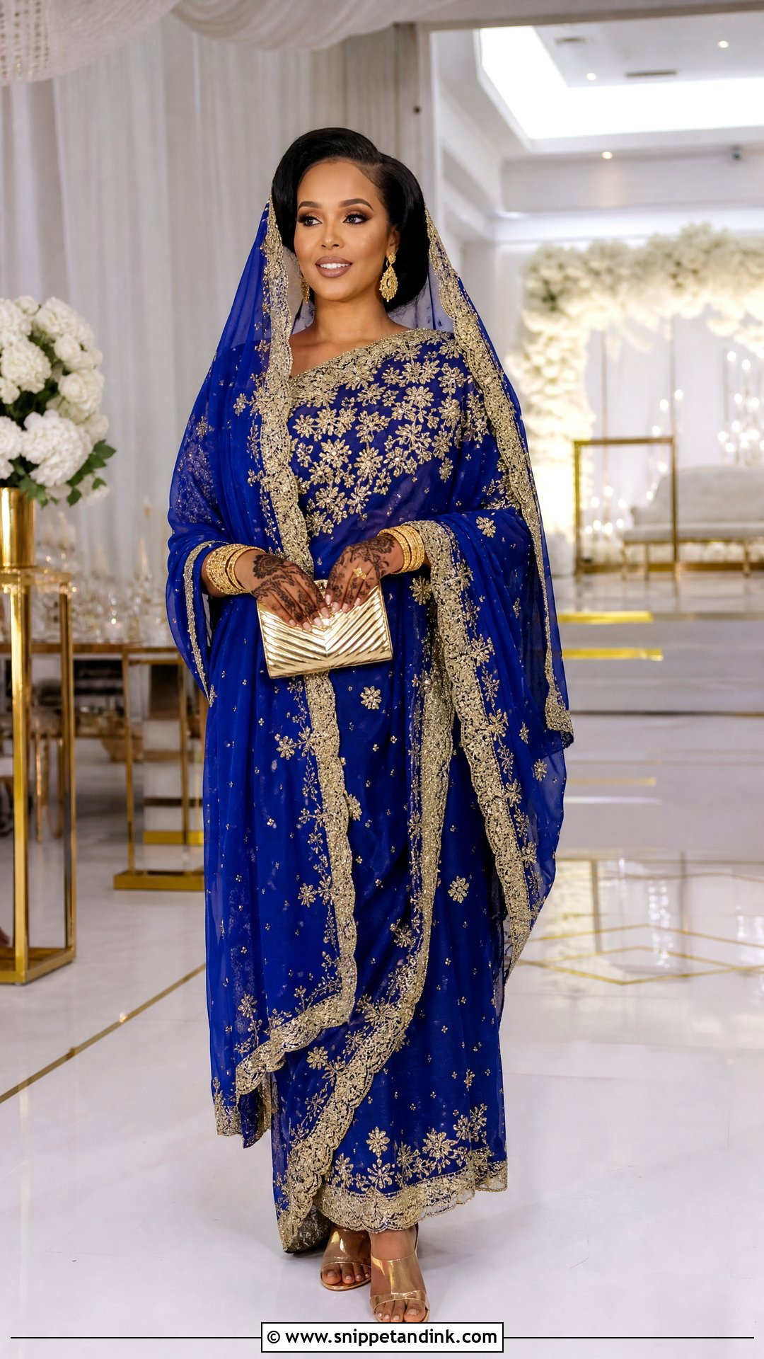 Royal Blue Wedding Dirac With Gold Embroidery - Snippet and Ink - 20 Wedding Dirac Ideas