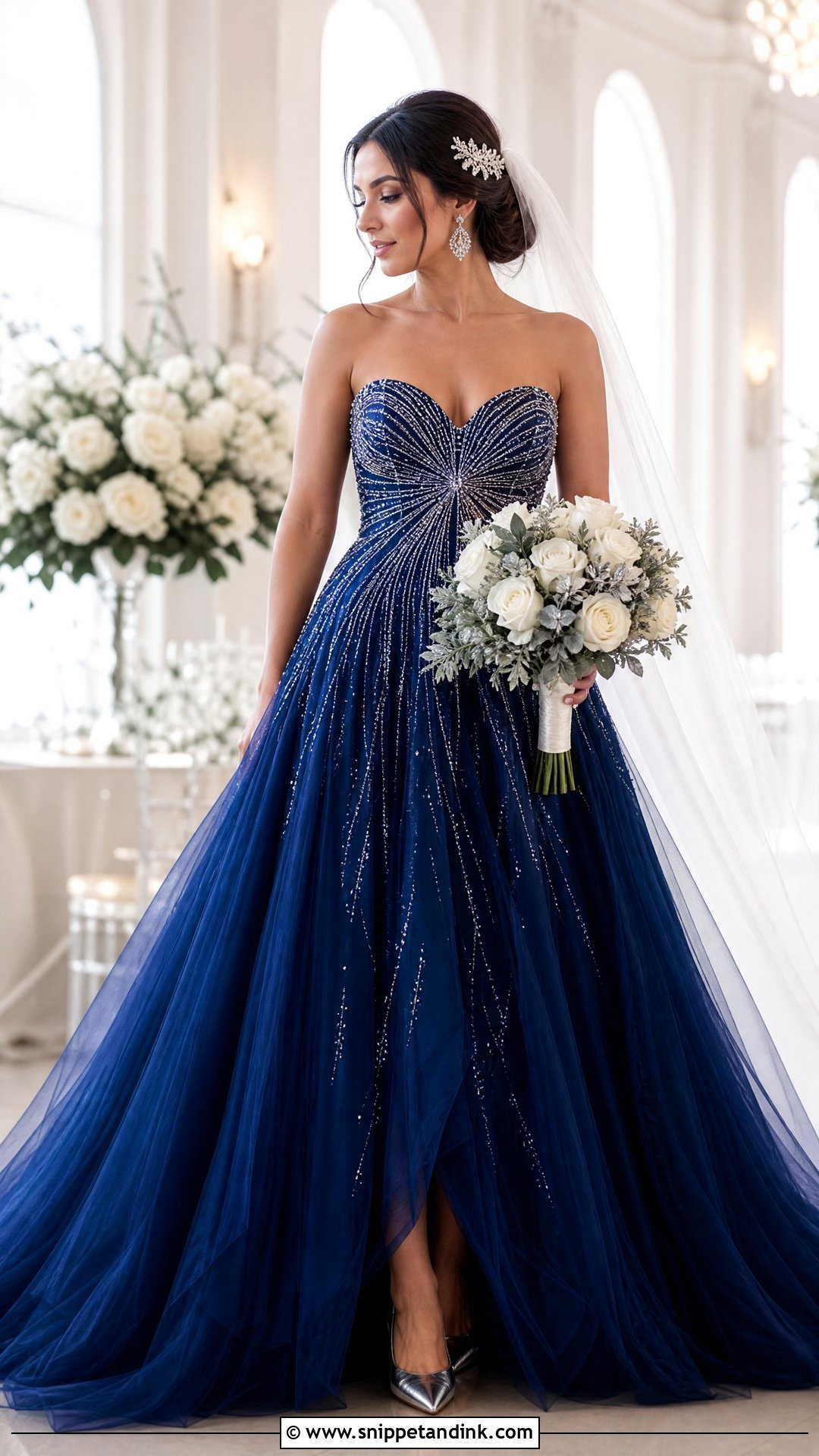 Royal Blue Wedding Dress With Silver Beading - Snippet and Ink - 20 Royal Blue Wedding Dresses