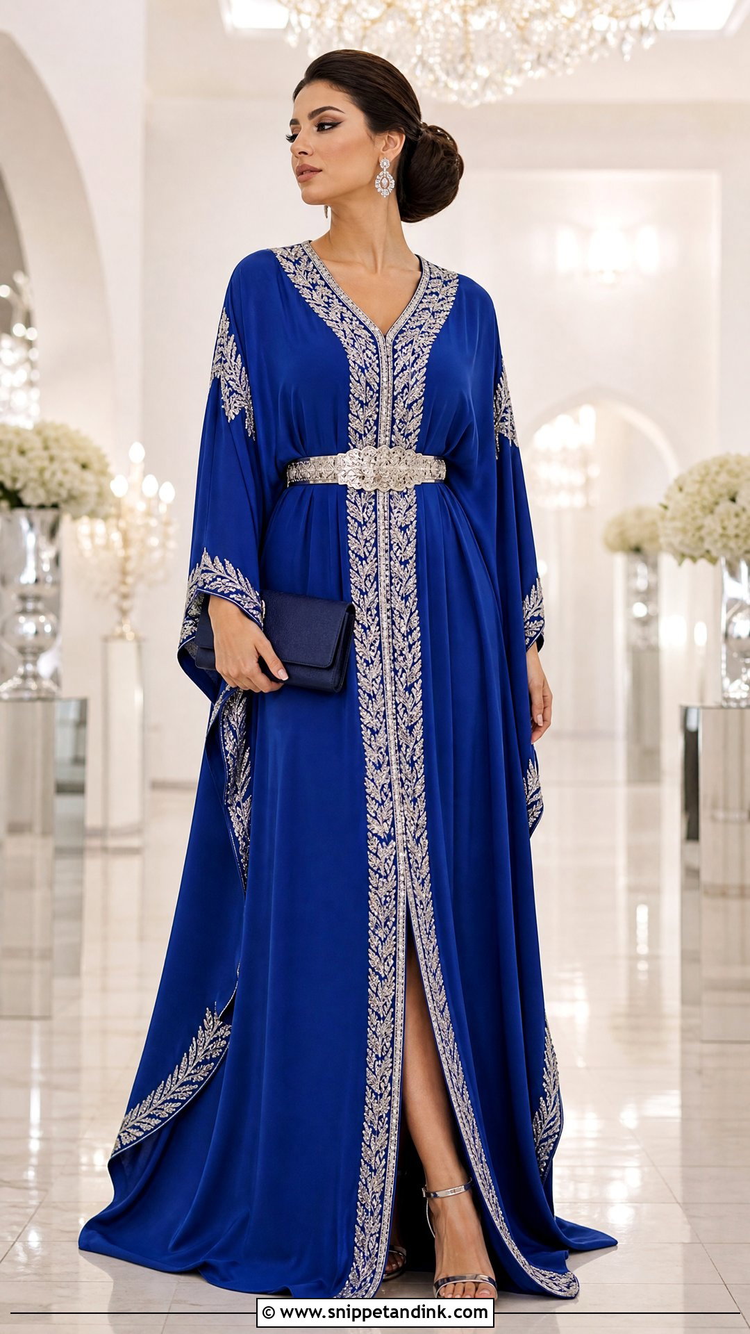 Royal Blue Wedding Kaftan With Silver Accessories - Snippet and Ink - 20 Wedding Kaftan Ideas