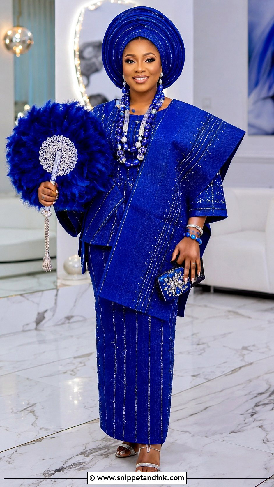 Royal Blue Yoruba Bride Attire - Snippet and Ink - 25 Yoruba Traditional Wedding Attire for Bride Ideas