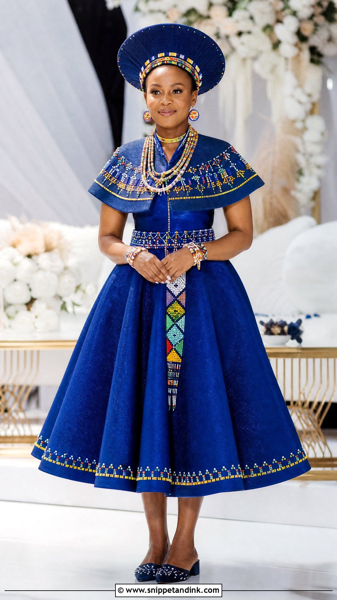 Royal Blue Zulu Inspired Beaded Wedding Outfit - Snippet and Ink - 20 Royal Blue Traditional Wedding Attire Ideas