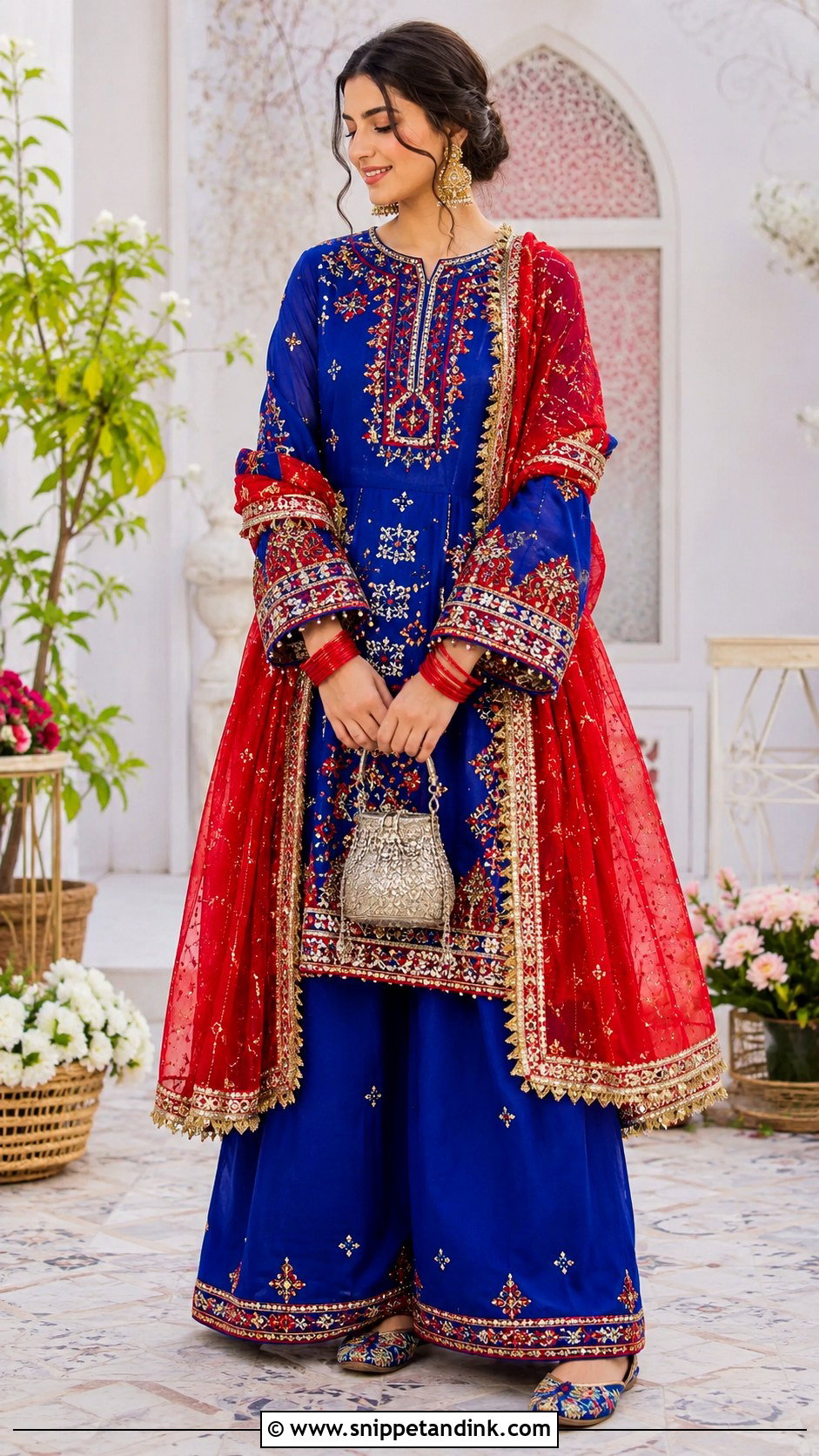 Royal Blue and Red Balochi Wedding Dress - Snippet and Ink - 20 Balochi Wedding Dresses
