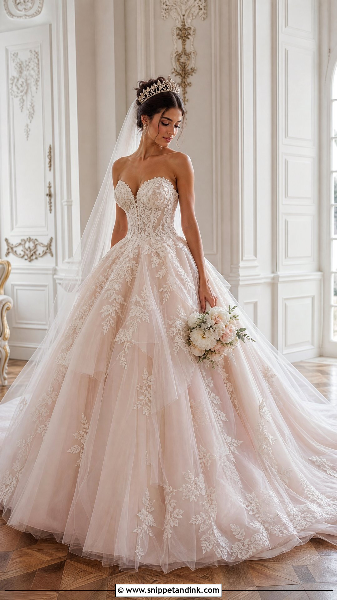 Royal Bride Blush Wedding Ball Gown - Snippet and Ink - 20 Royal Bride Look Ideas