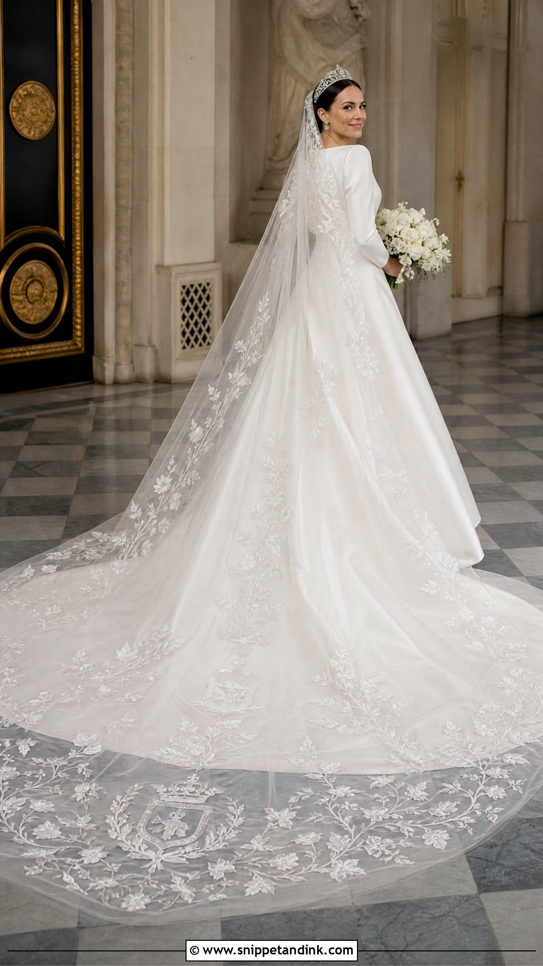 Royal Bride Embroidered Cathedral Veil Outfit - Snippet and Ink - 20 Royal Bride Look Ideas