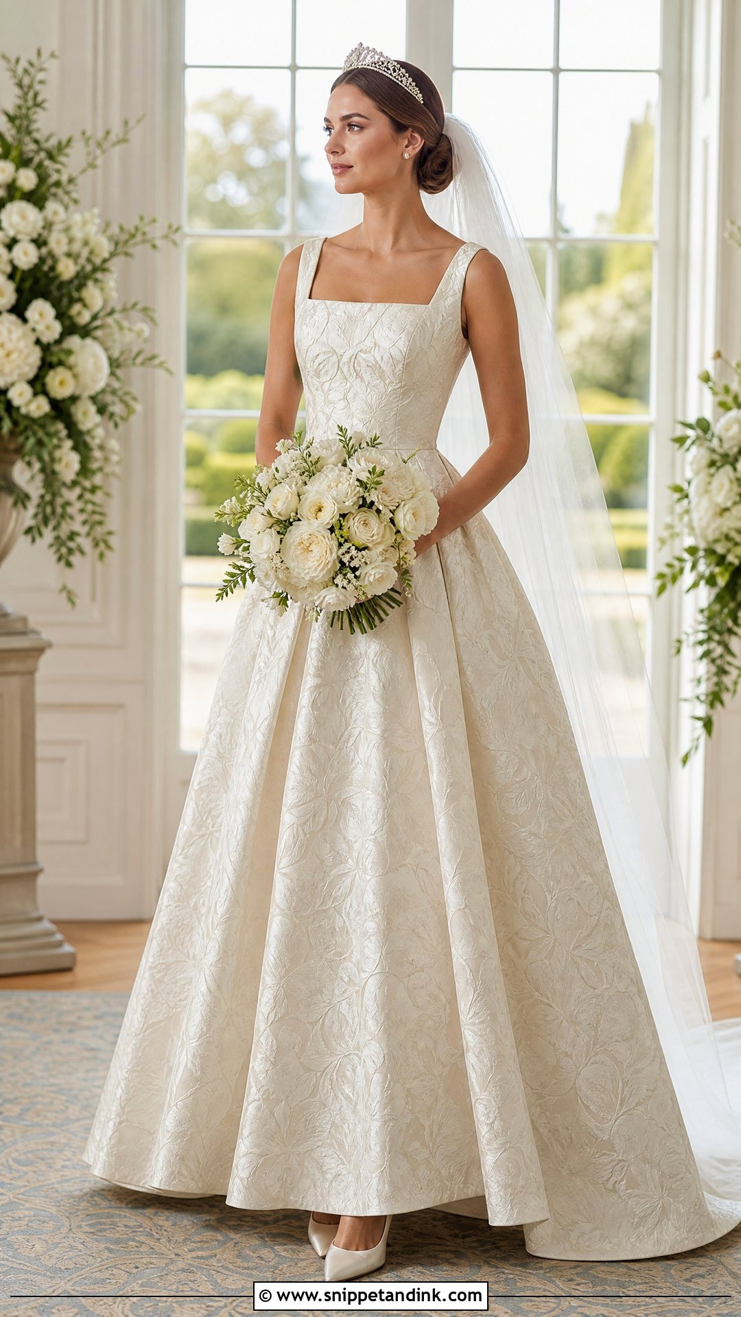Royal Bride Floral Brocade Wedding Gown - Snippet and Ink - 20 Royal Bride Look Ideas