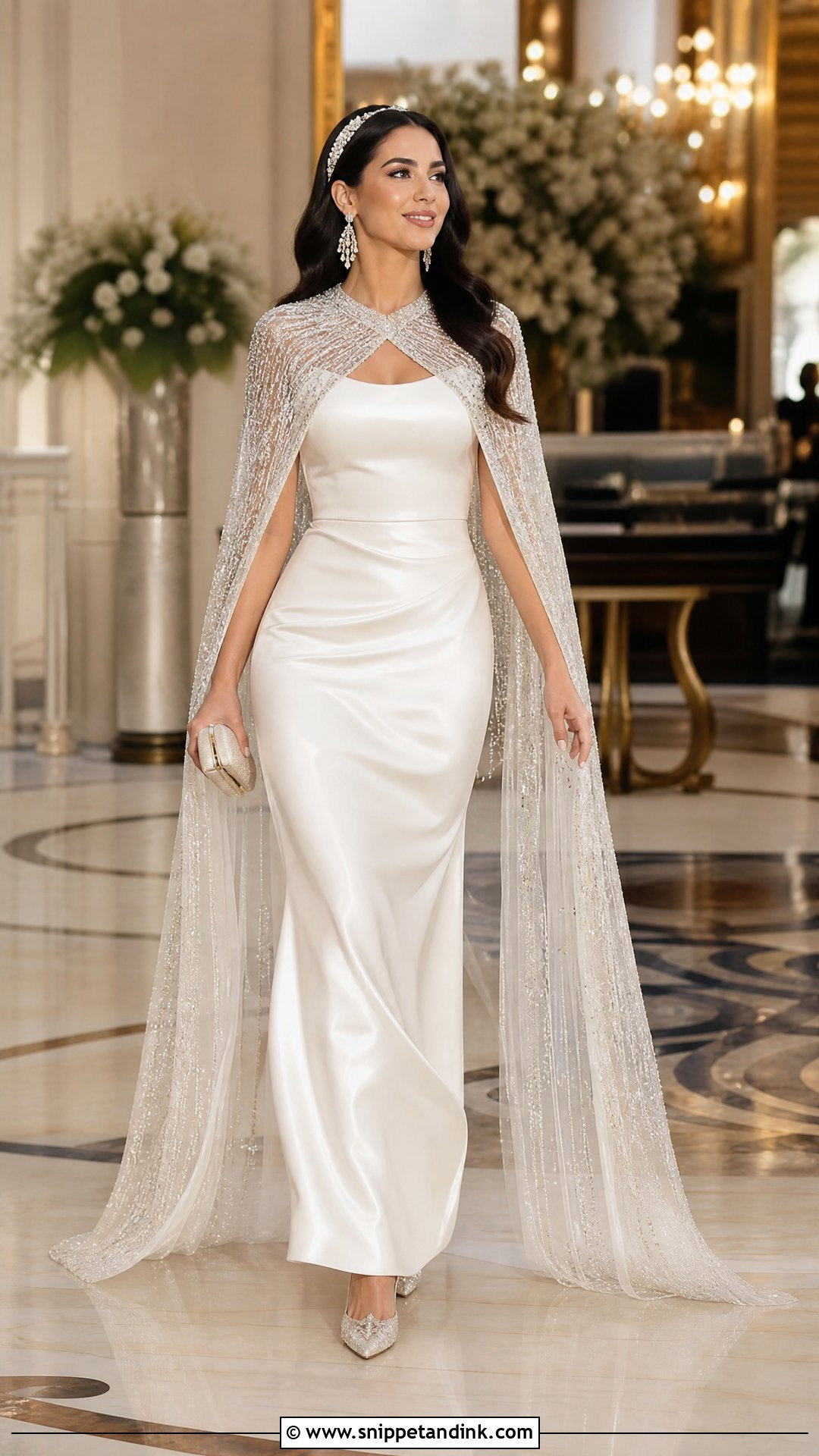 Royal Bride Reception Gown With Crystal Cape - Snippet and Ink - 20 Royal Bride Look Ideas