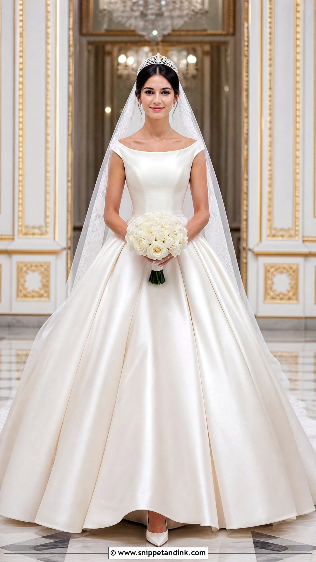 Royal Bride Satin Ball Gown With Tiara - Snippet and Ink - 20 Royal Bride Look Ideas