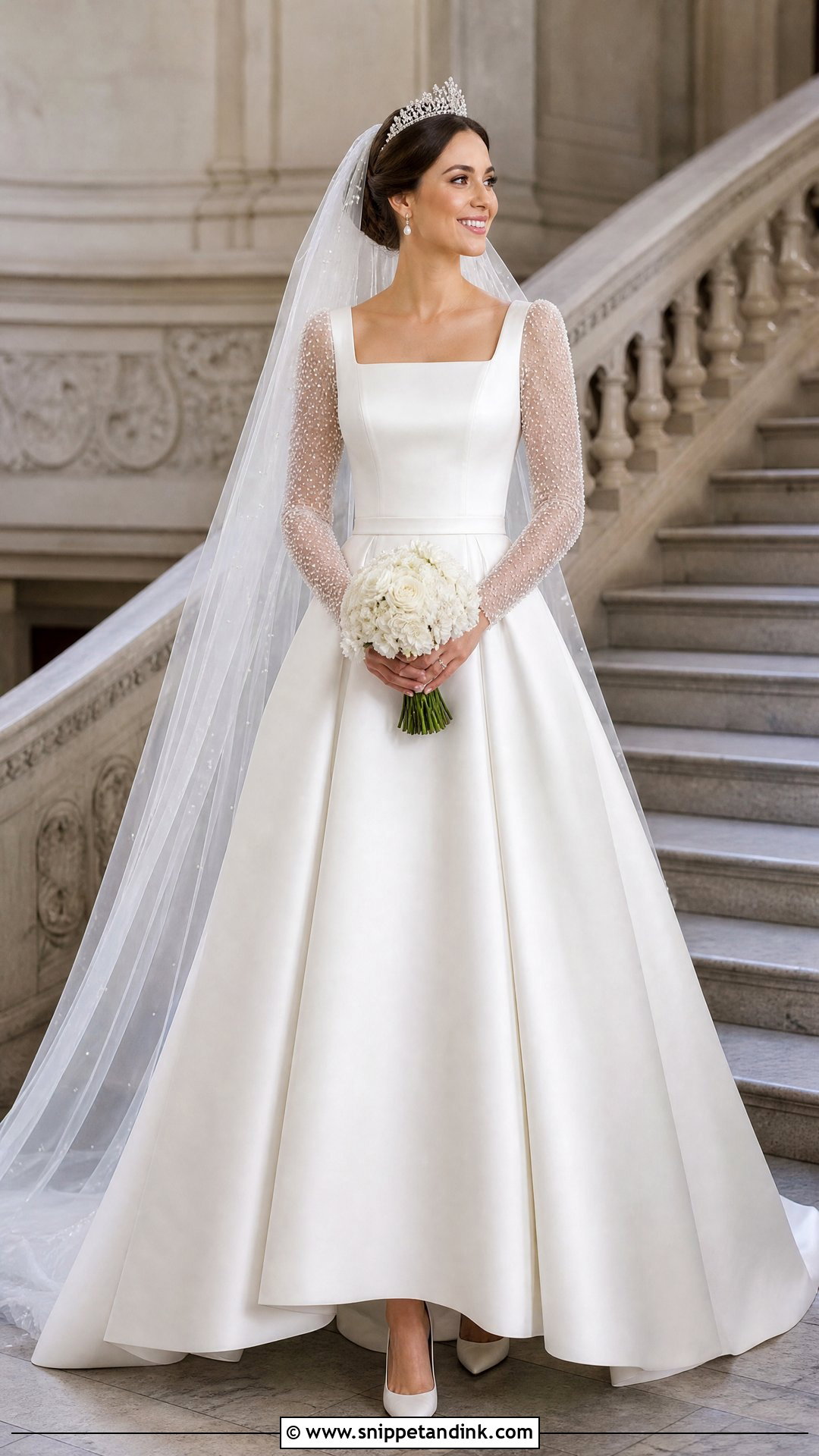 Royal Bride Square Neck A Line Wedding Gown - Snippet and Ink - 20 Royal Bride Look Ideas