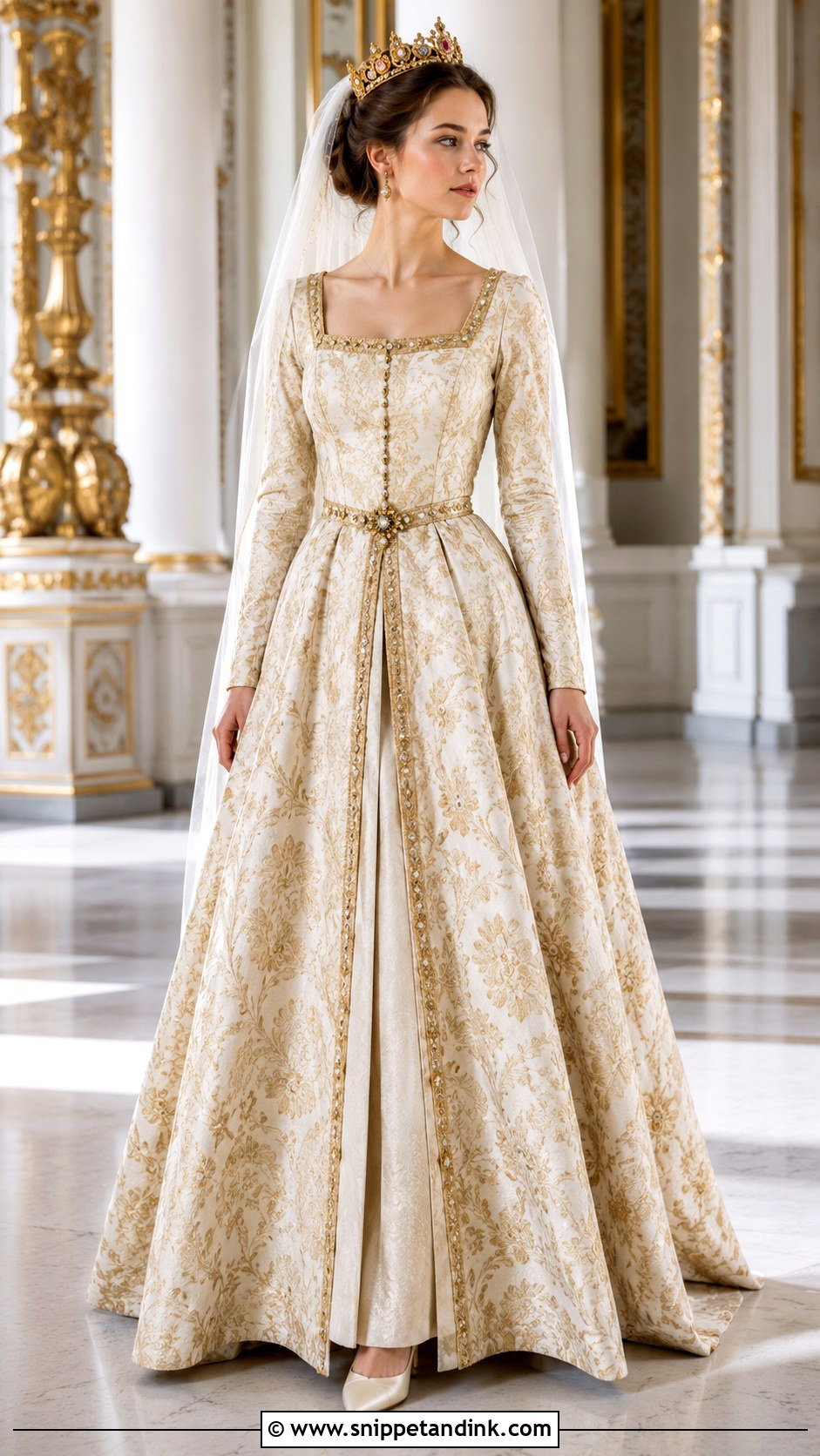 Royal Brocade Medieval Wedding Dress - Snippet and Ink - 20 Medieval Style Wedding Dress Ideas