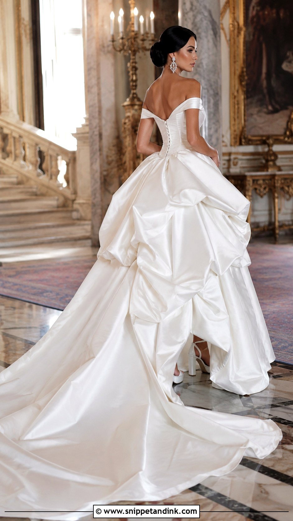 Royal Bustle Cathedral Train Gown - Snippet and Ink - 20 Bustled Wedding Dress Ideas