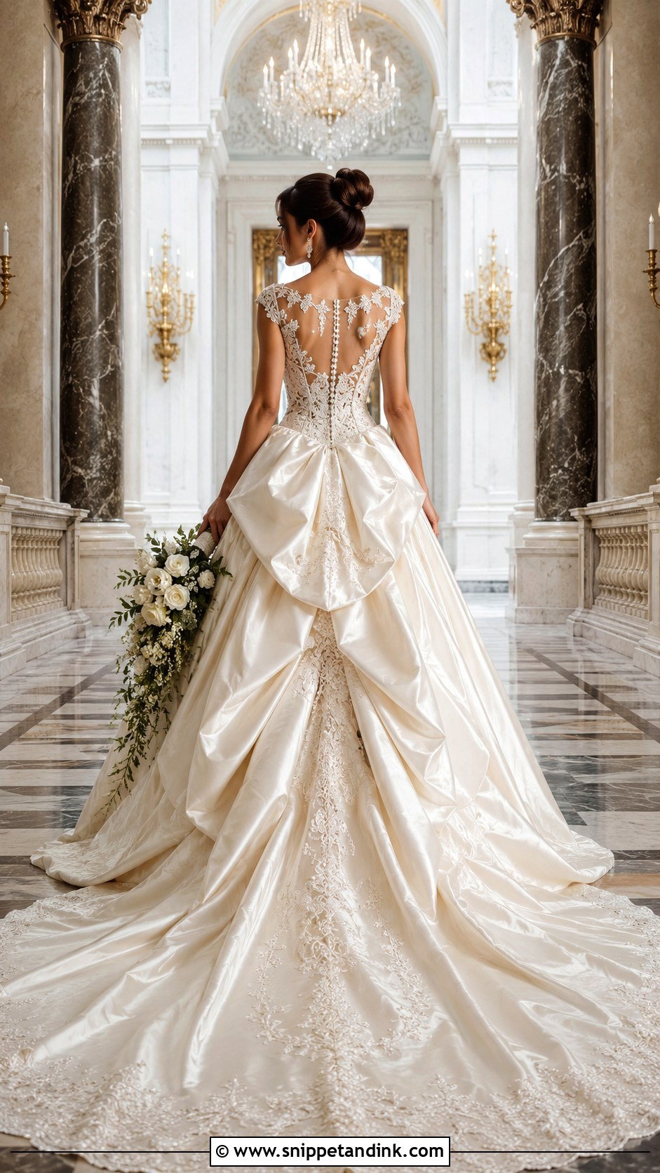 Royal Bustle for Cathedral Train Dress - Snippet and Ink - 20 Dress Bustle Ideas