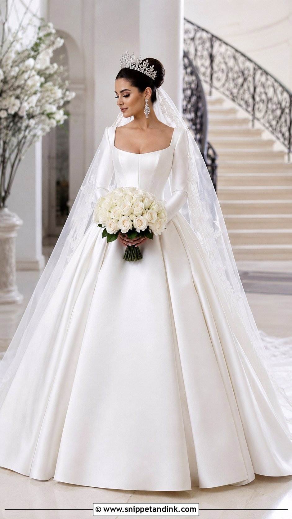 Royal Crown Bride With Basque Waist Gown - Snippet and Ink - 20 Crown Bride Ideas
