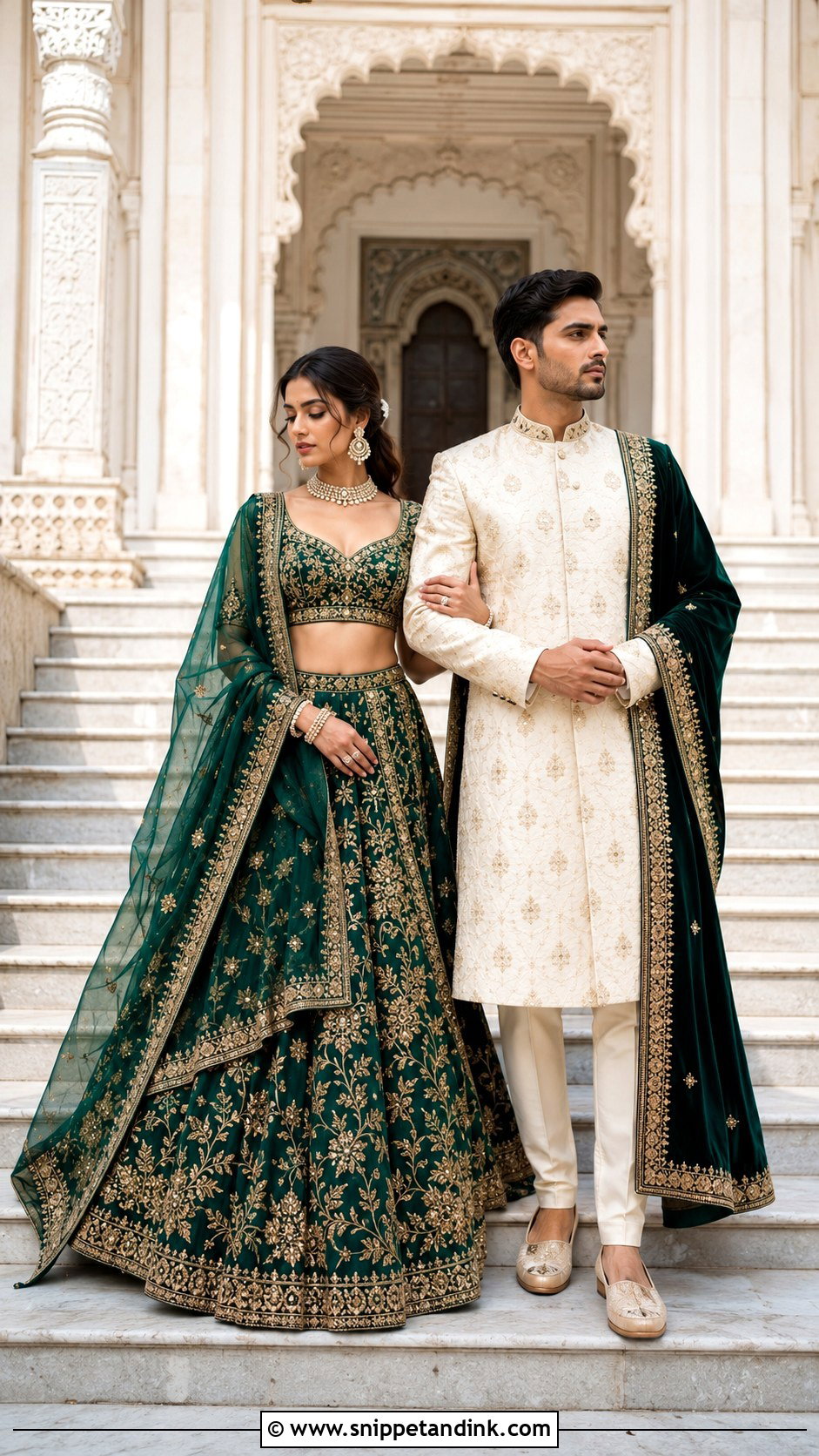 Royal Lehenga And Sherwani Pre Wedding Shoot Outfit - Snippet and Ink - 20 Indian Pre Wedding Shoot Outfit Ideas