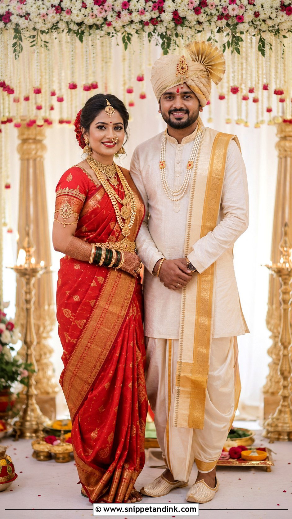 Royal Peshwai Wedding Couple Look - Snippet and Ink - 25 Peshwai Look for Wedding Couple Ideas
