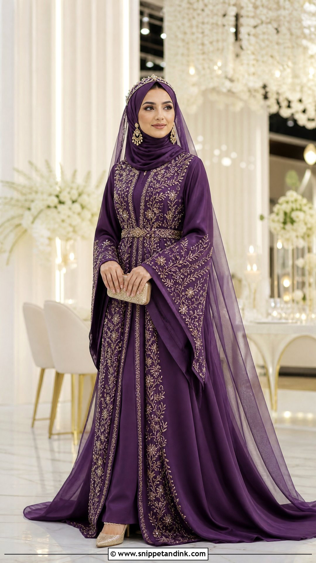 Royal Purple Abaya Hijab Dulhan Look - Snippet and Ink - 20 Hijab Dulhan Ideas
