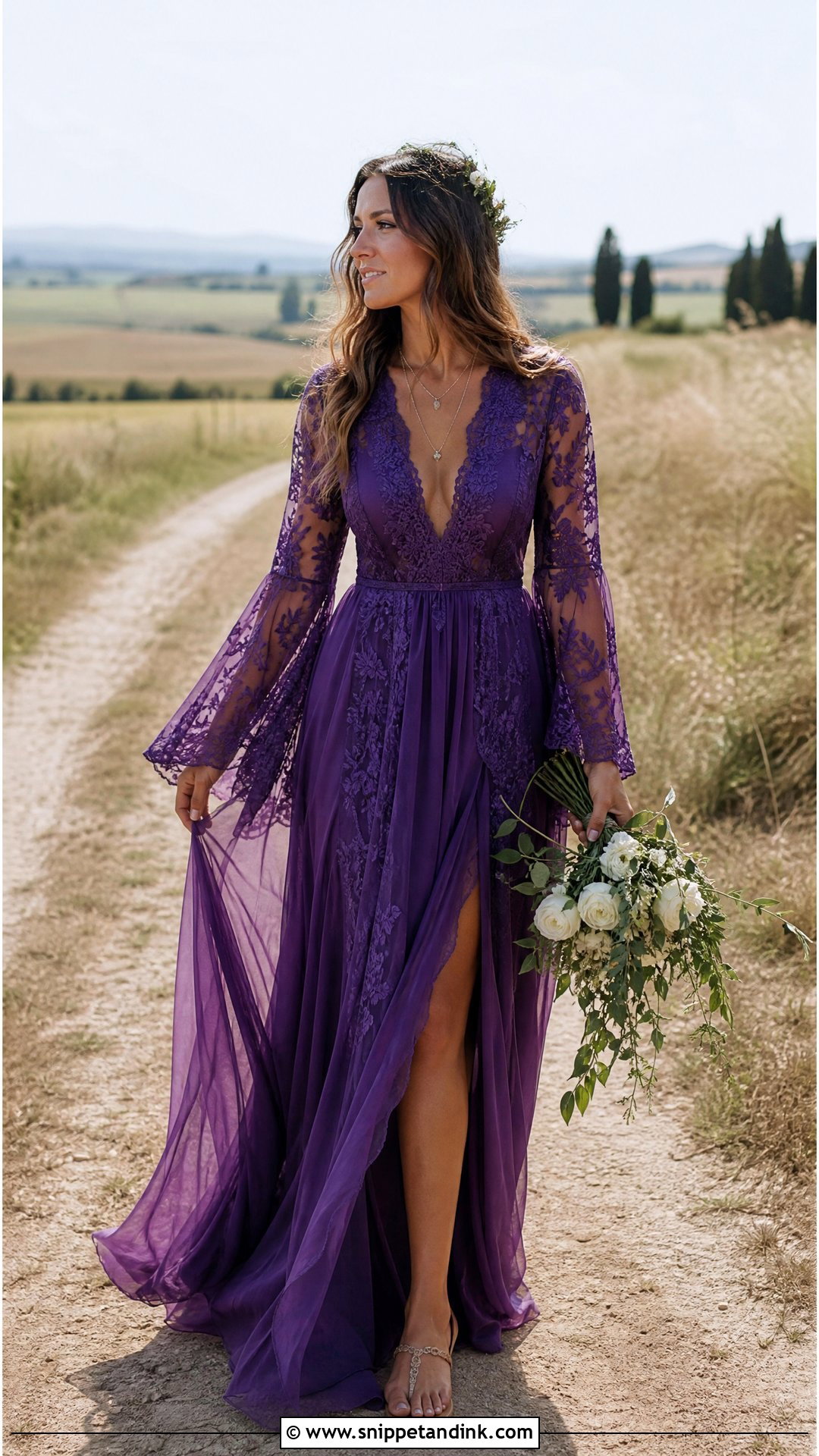 Royal Purple Boho Wedding Dress - Snippet and Ink - 20 Royal Purple Wedding Dress Ideas
