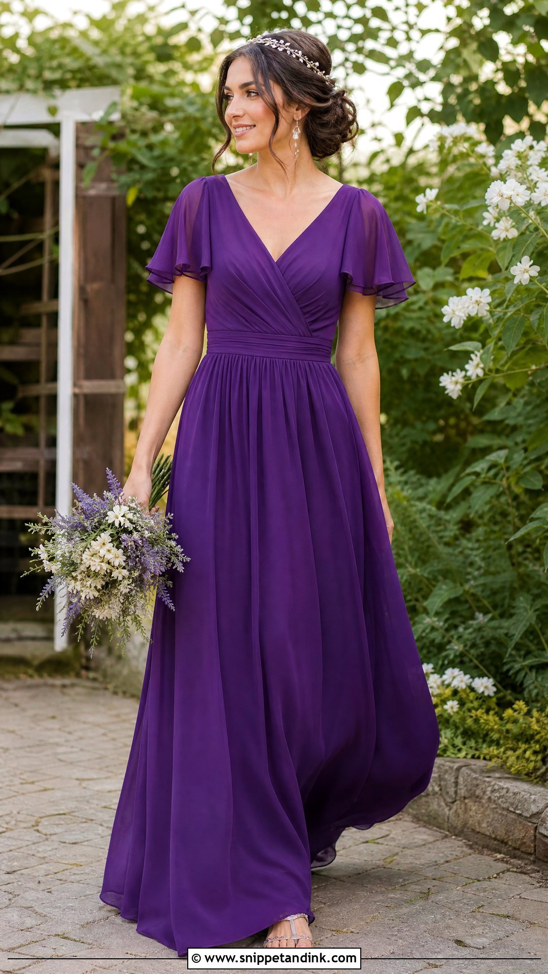 Royal Purple Chiffon Wedding Dress - Snippet and Ink - 20 Royal Purple Wedding Dress Ideas